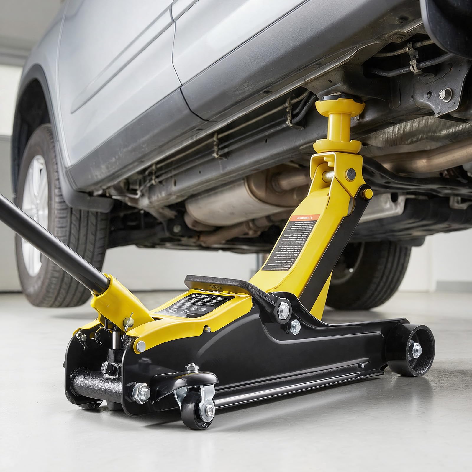 VEVOR Gato de Perfil Bajo Capacidad de 2,5 t, Gato Hidráulico de Acero con Bomba de Elevación Rápida de Un Solo Pistón, Rango de Elevación 85-320 mm, con Estuche de Transporte, para SUV, Vehículos