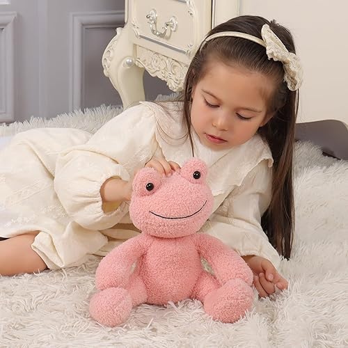 Miniatura 2 de Apricot Lamb Juguetes de peluche de rana de terciopelo suave, perfecto para niños (rana rosa oscuro, 8.5 pulgadas)
