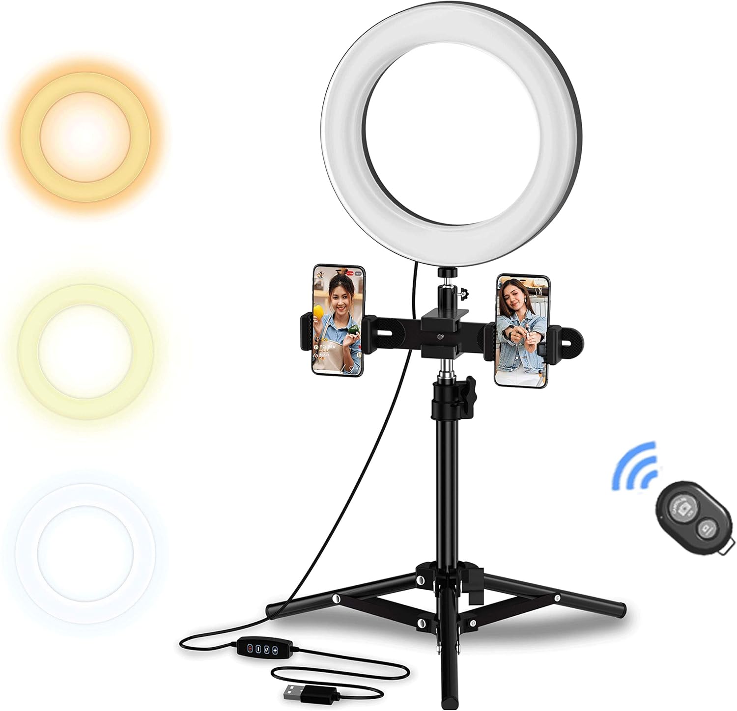 treppiede per riprese da tavolo con telefono e macchina fotografica