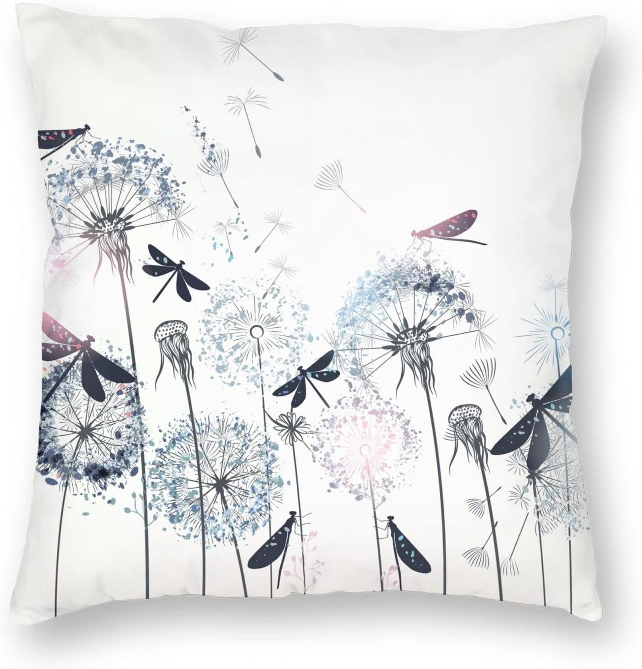 Elegant Dragonfly Decorative Throw Pillow Covers Pillows Case Square Cushion Cover Standard Pillowcase for Sofa Couch Bedroom Patio 18 X18 Inch