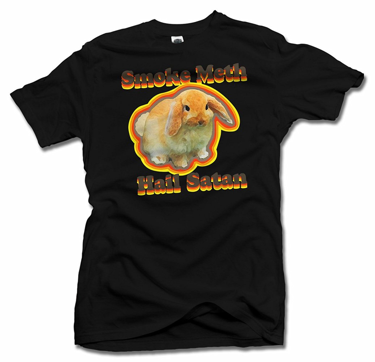 Smoke Meth Hail Satan Funny T-Shirt M Black Men's Tee (6.1oz)