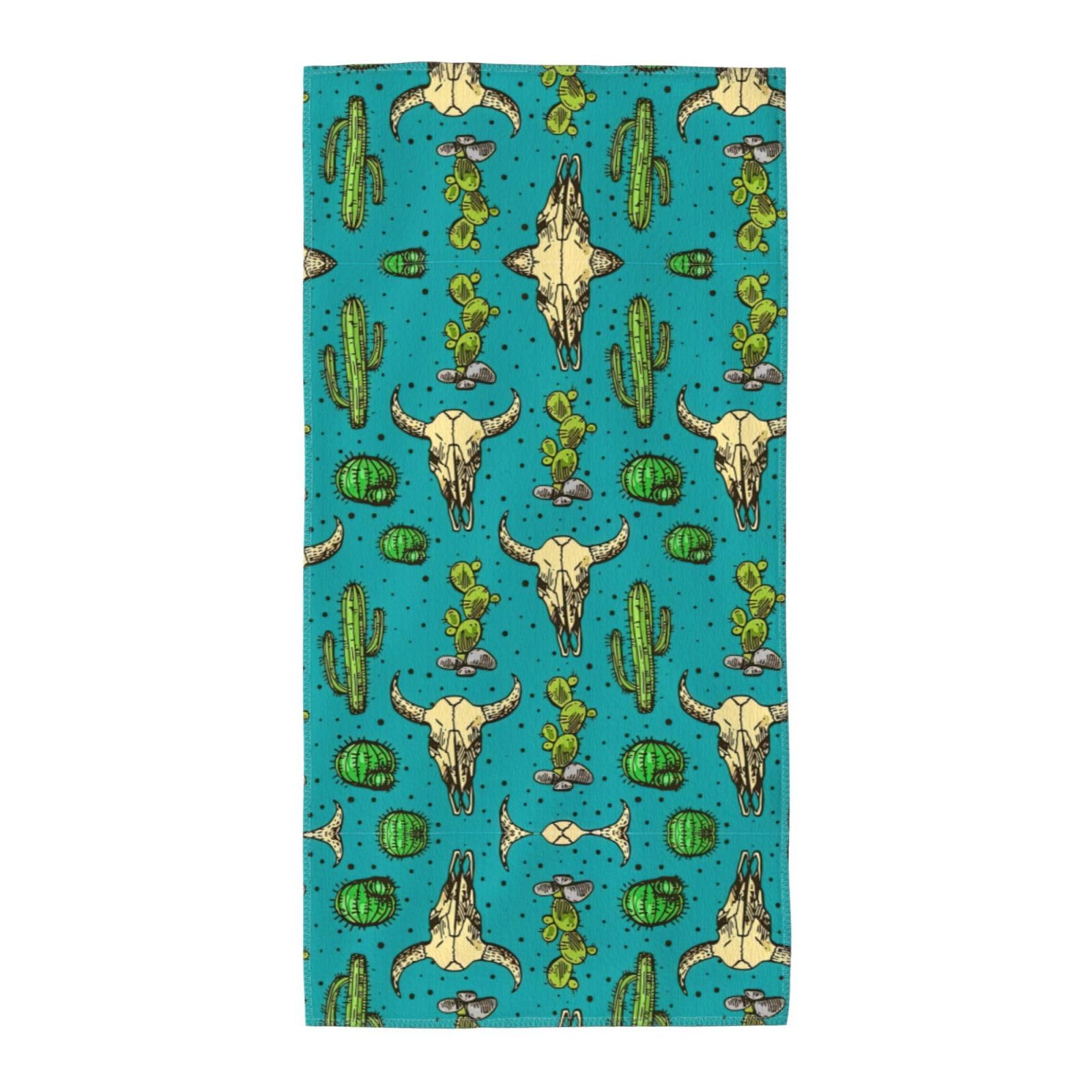 DIEzig Cute Cactus And Skull Of Bull Fashion Printed Long Bath Towel For Pool Side Seaside Holiday