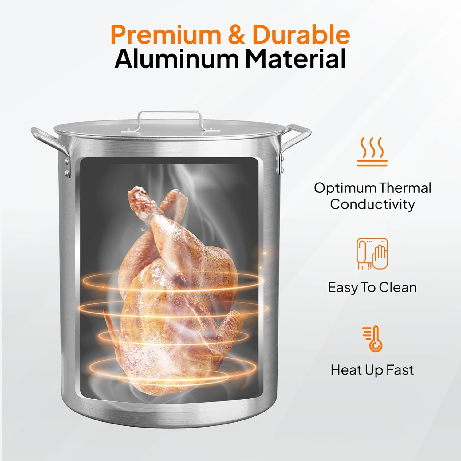 ROVSUN 30QT Turkey Fryer Pot & Seafood Boil Pot with Strainer Basket, Lid, Hook & Steamer, Aluminum Stockpot for Turkey Frying & Crab, Lobster, Shrimp Boiling for Outdoor Cooking & Gatherings