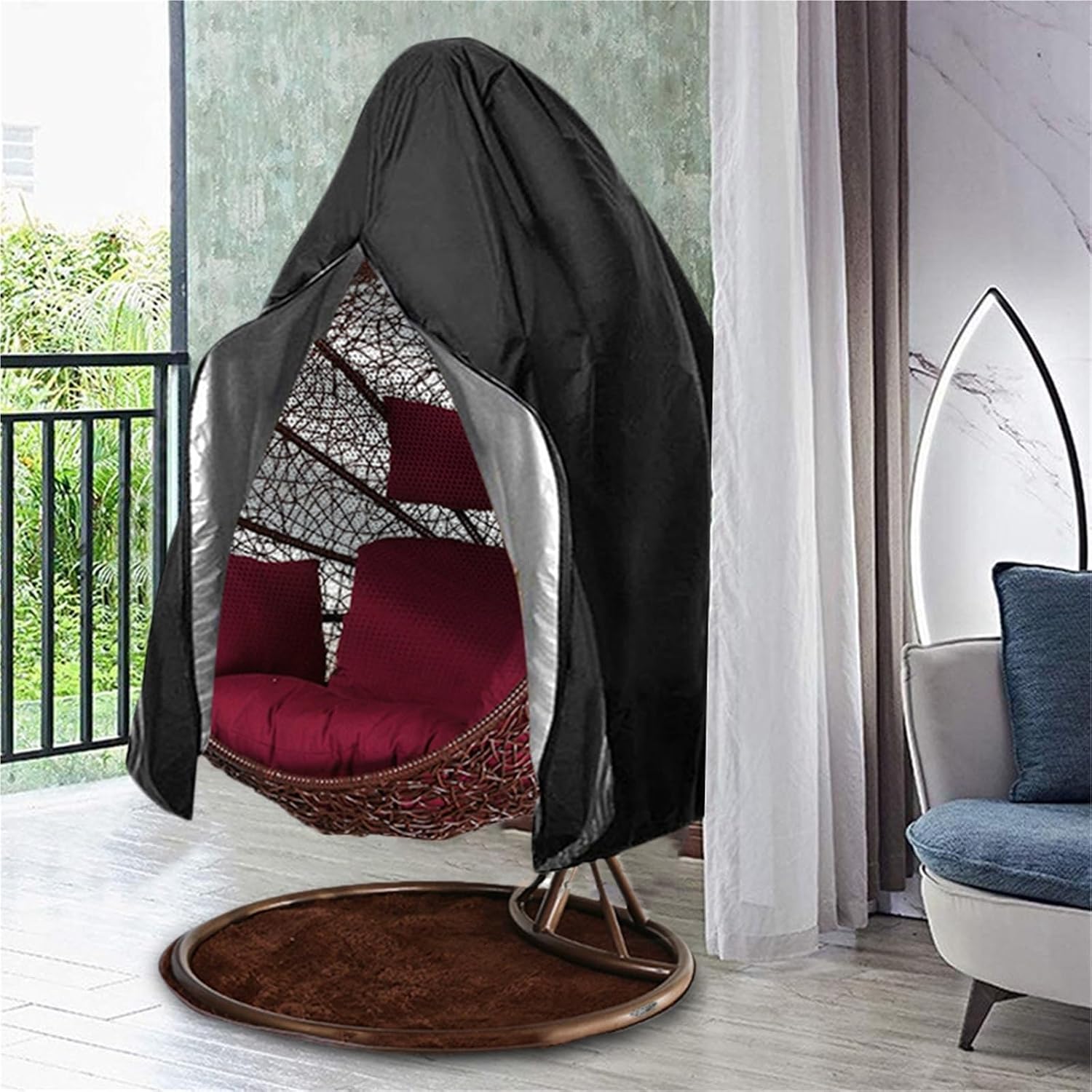 Patio Egg Chair Covers with Zipper Patio Chair Cover Egg Swing Chair Waterproof Cover with Zipper Protective Case Outdoor Hanging Chair Cover(D115 x H190cm)