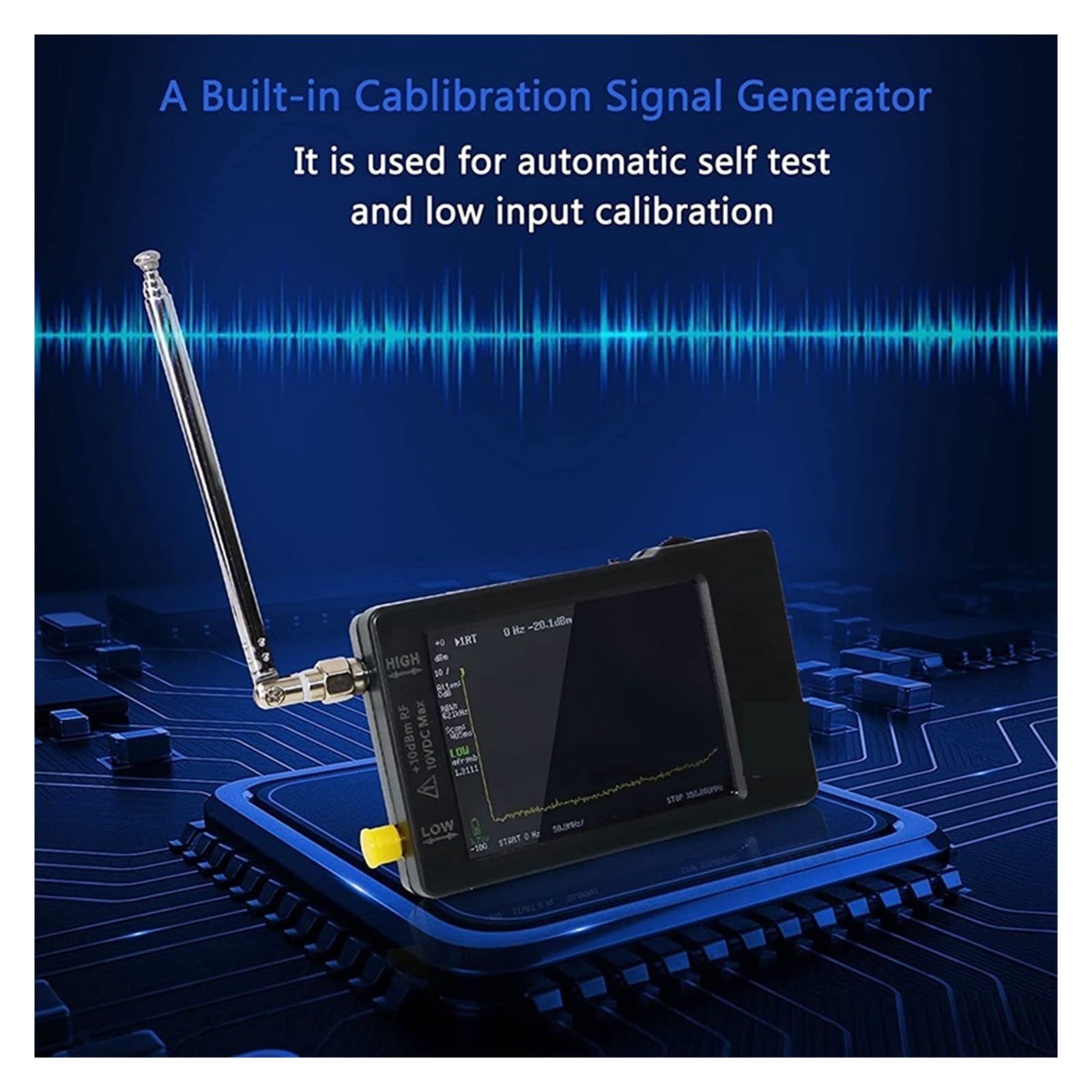 Analizador de espectro, Analizador de espectro de mano 2,8" exhibición 100kHz a 960MHz con la versión protegida del ESD,Medición de precisión