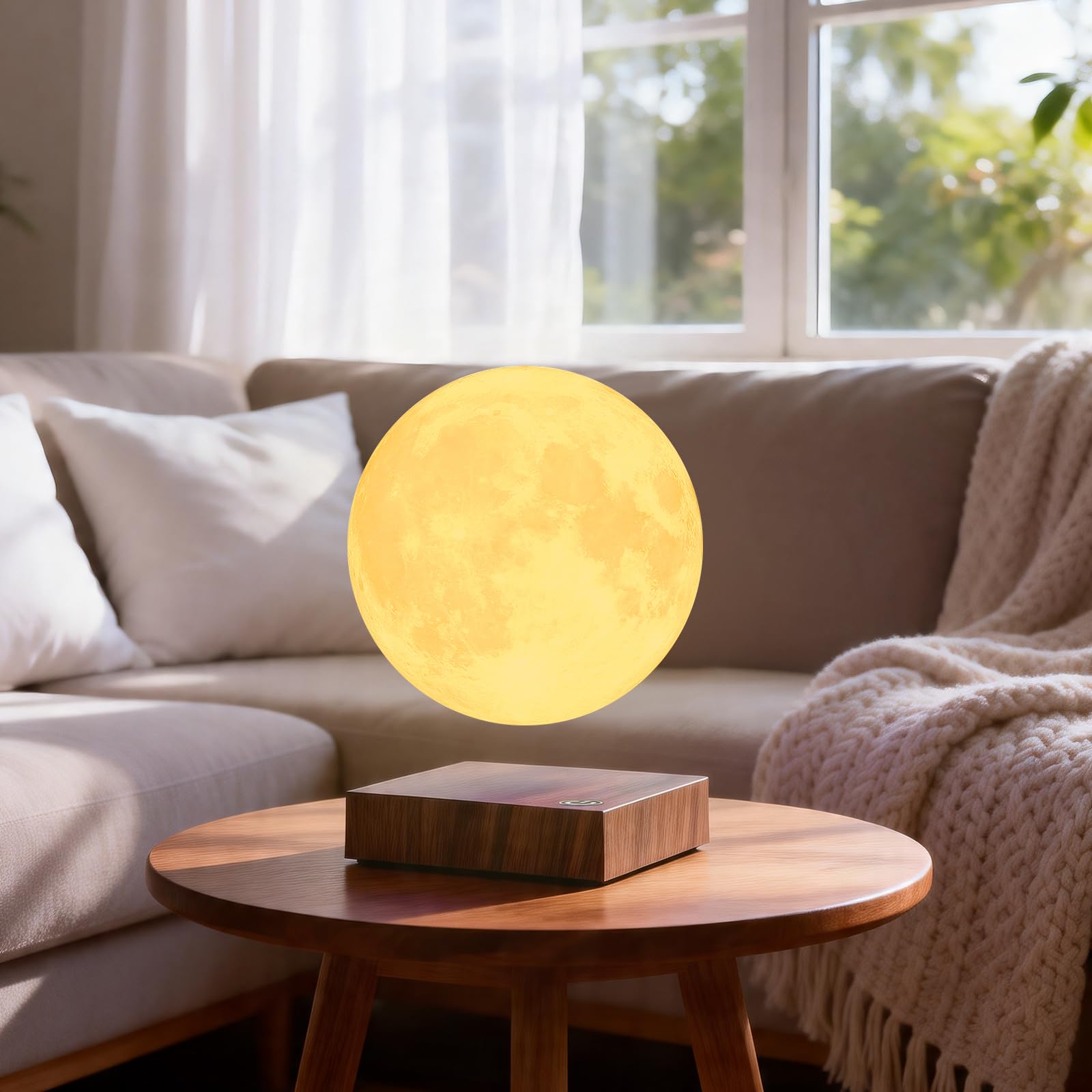 UVEHAS Schwebende Mondlampe mit 3 Farbwechseln, magnetisch schwebendes, rotierendes 3D-Mondlicht, Touch-Steuerung, dimmbare LED-Nachtlichter, dekorative Stimmungsbeleuchtung für Wohnzimmer und Büro