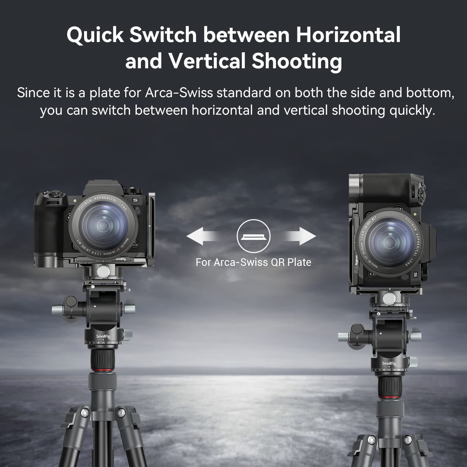 (Versione Aggiornata) SMALLRIG X-H2 / X-H2S L Bracket per FUJIFILM X-H2 / X-H2S con Piastra a Sgancio Rapido Integrata per Arca-Swiss, Passaggio Rapido Tra Ripresa Orizzontale e Verticale - 3928B