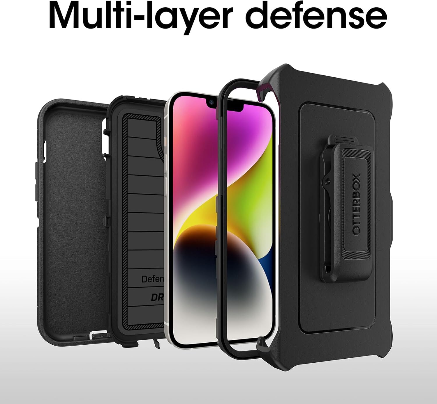 OtterBox Defender Series Screenless Edition Case for iPhone 14 Plus (Only) - Holster Clip Included - Microbial Defense Protection - Non-Retail Packaging - (Black) - Image 6