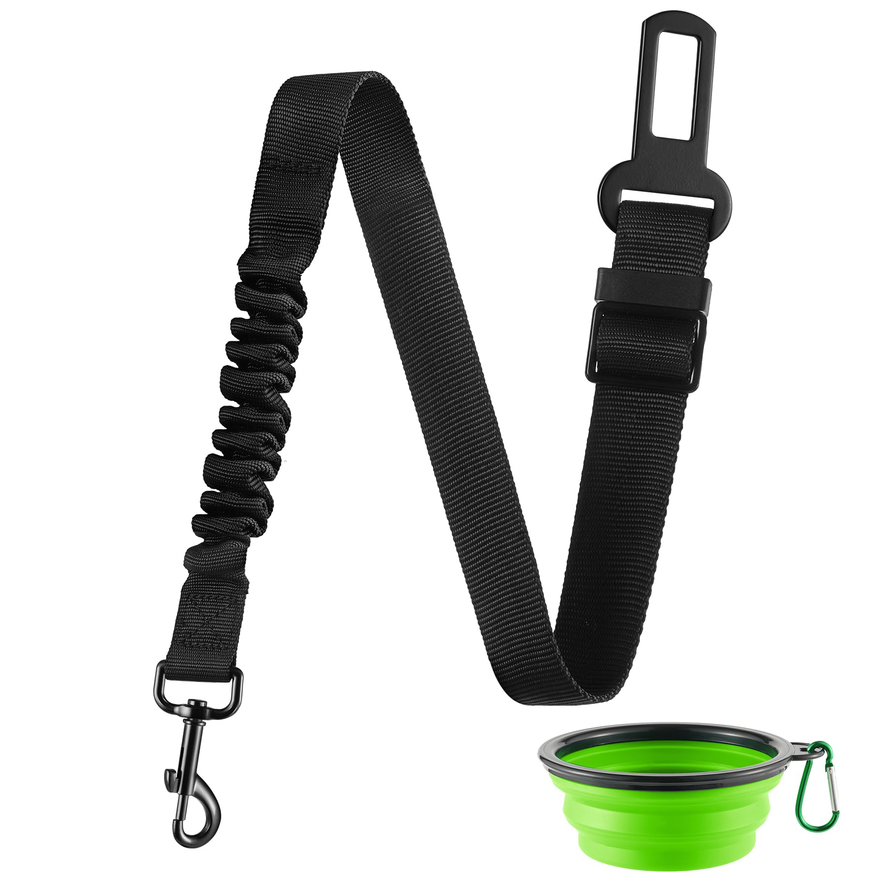 LivTee Dog Seat Belt for Car, Retractable Pet Safety Harness, Adjustable Nylon Dog Seatbelt Leash, Comfortable Dog Accessories for Vehicles (Black-
