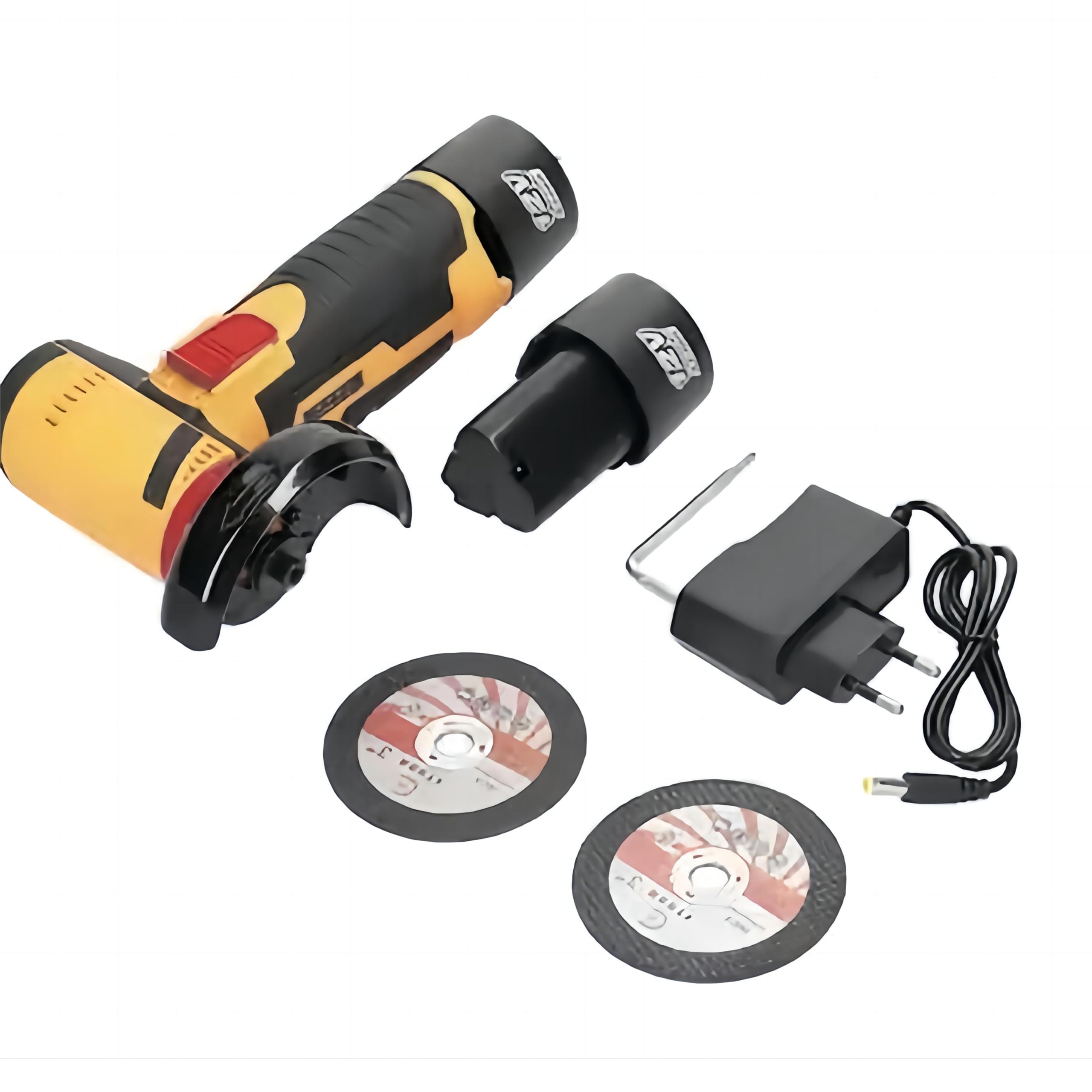 Cordless Electric Angle Grinder, Handheld Mini Tile Cutter Tool, Rechargeable Small Hand Grinder with 2 Cutting Discs for Wood Ceramic Tile PVC Pipe Cutting Polishing, 19500 RPM