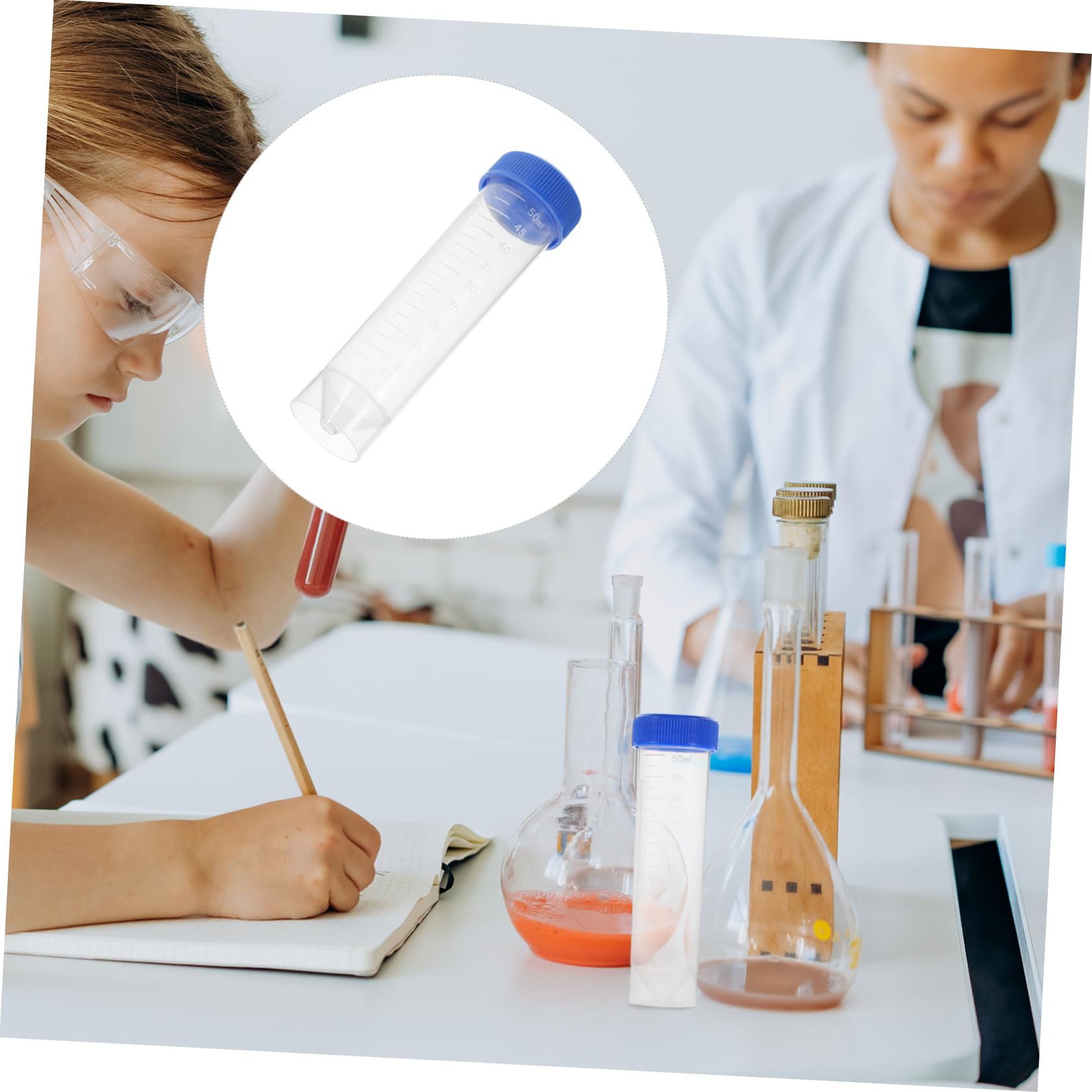 Provette Centrifughe da Laboratorio 50ml Pp con Tappi a Vite | Fondo Piatto, Confezione da 50 Pezzi, Chiusura a Tenuta, Struttura Robusta