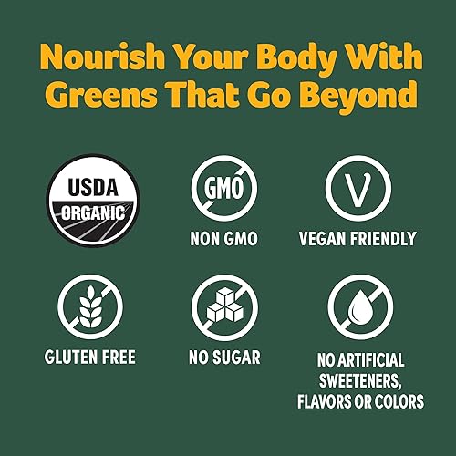 Miniatura 10 de Súper verdes en polvo orgánico sin sabor orgánico USDA 717 onzas 20 raciones