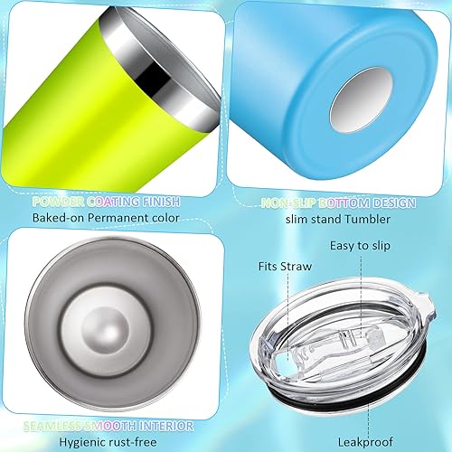 Miniatura 4 de Paquete de 18 vasos de acero inoxidable a granel con tapas, vasos aislados al vacío de doble pared de 16 onzas, taza de viaje, taza de agua y café