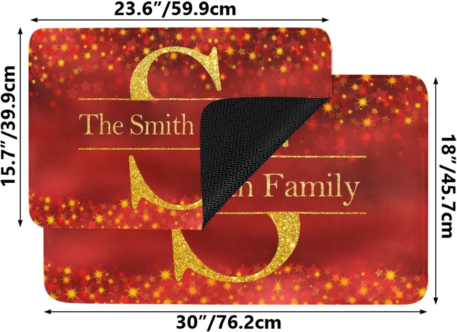 Personalized Christmas Door Mat with Your Name for Indoor Outdoor Front Door Custom Name Christmas Door Mat Outdoor Welcome Mats with Family Name Non Slip Rubber Backing for Home Entrance Yard