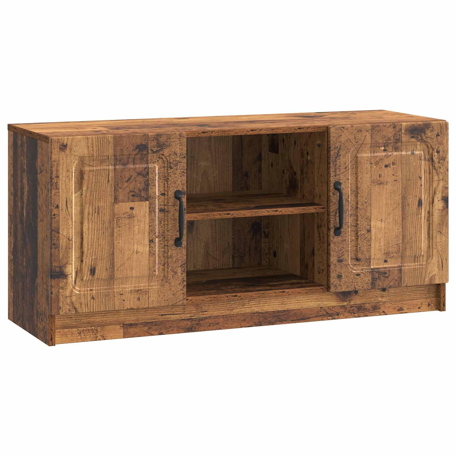 Meuble TV grand stockage Gecheer en bois d'ingénierie contemporain couleur bois ancien