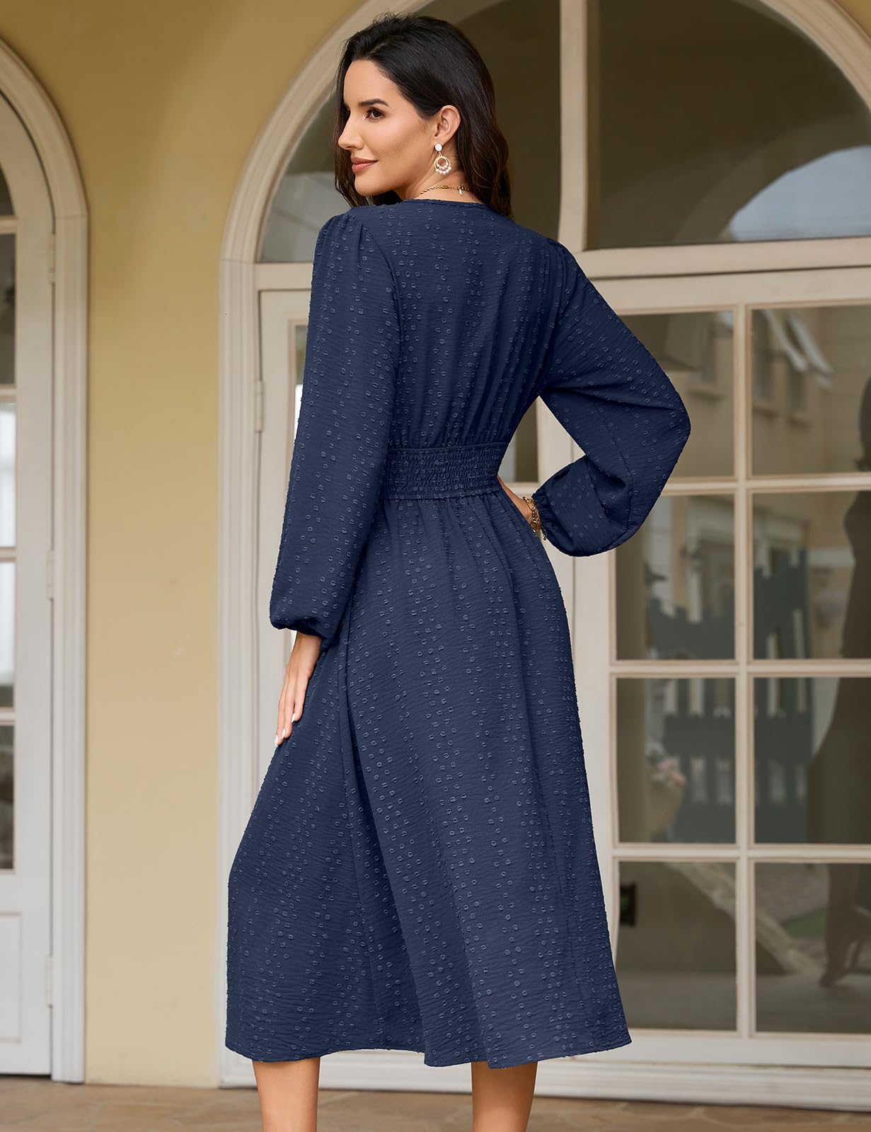 Damen Elegant Kleid Langarm Freizeitkleid