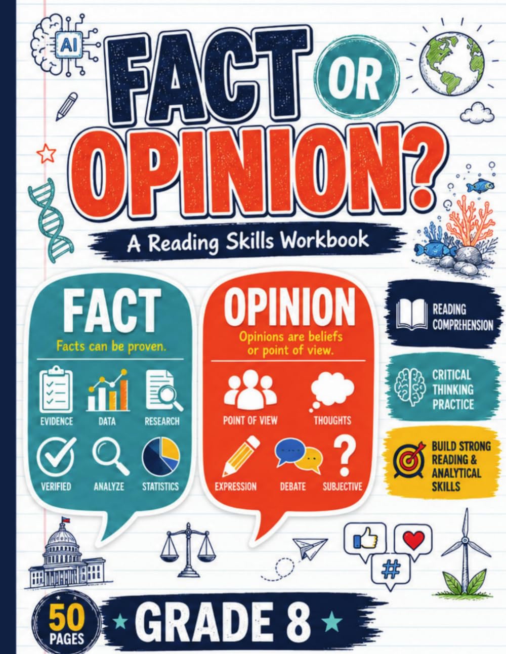 Fact or Opinion?: A Reading Skills Workbook for Grade 8