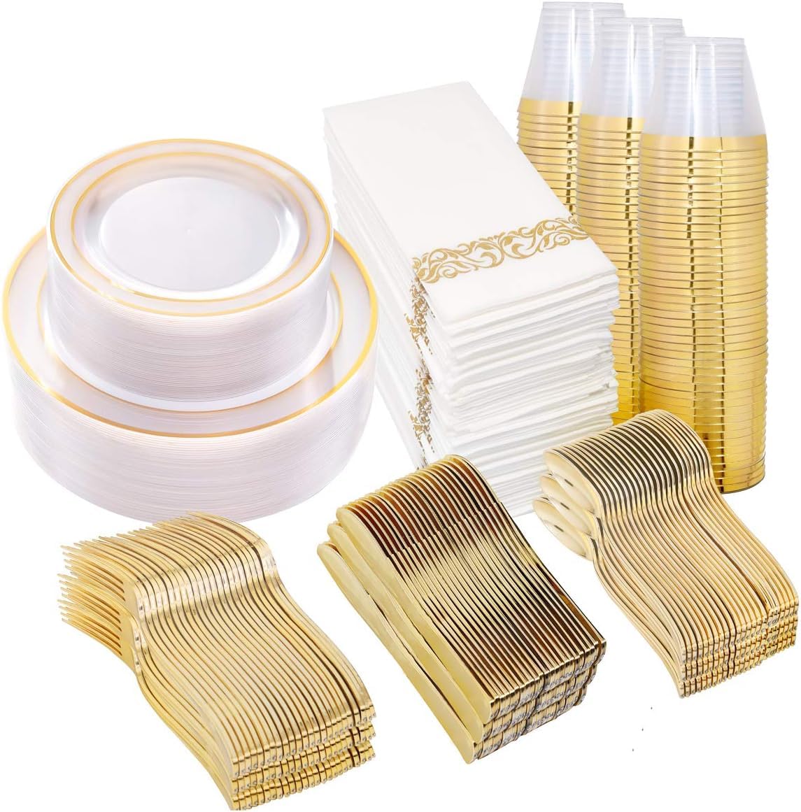 Locker.Ink | Elevate Your New Year Celebration with 24 Must-Have Party Tableware Essentials I00000 50 Guests Clear Gold Set