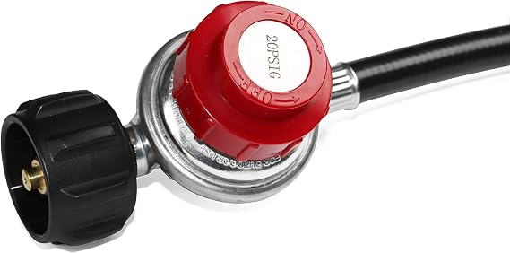 5 قدم 0 -20 Psi منظم البروبان عالي الضغط القابل للتعديل مع خرطوم ، خرطوم منظم شواء الغاز Lp مع 1 / 8 تركيب أنابيب Mnpt لخزان Qcc1 ، يناسب الشواية ، الحارق ، قلاية تركيا ، طباخ,حفرة نارية وأكثر