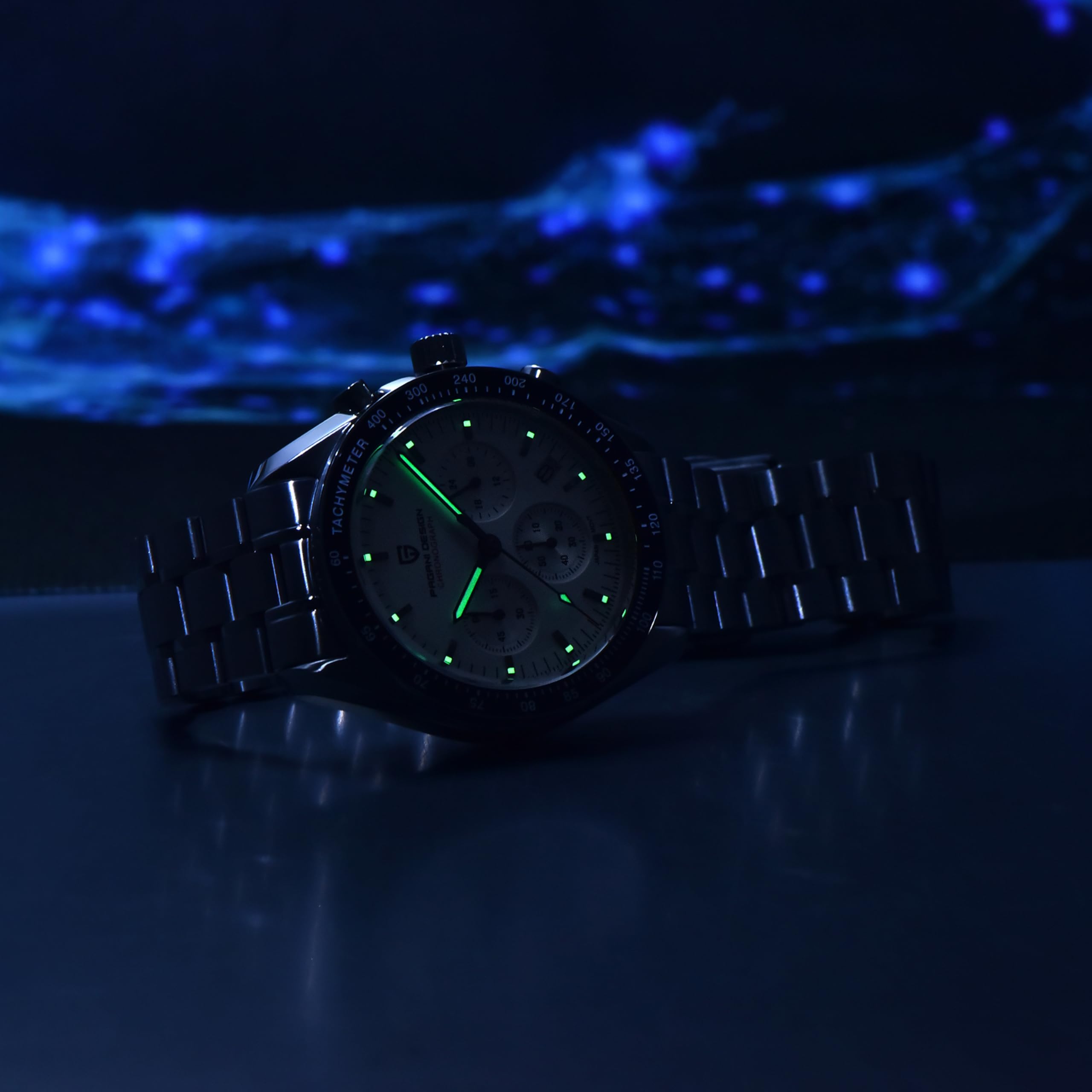 RollsTimi PD 1701 Orologio Uomo VK63 Orologio al Quarzo Cinturino in Acciaio Inox 100 Metri Resistente all'Acqua Elegante Sport Business Elegante Orologi Regalo da Uomo.