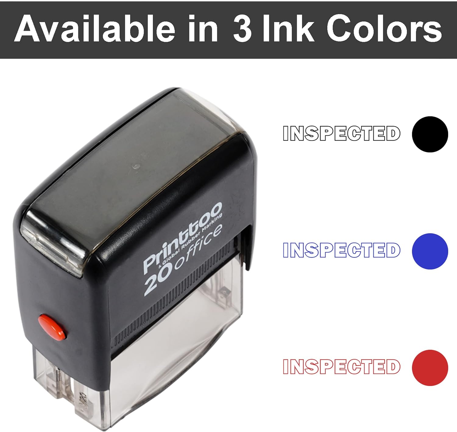 Printtoo Rubber Stamp Office Stationary Inspected Self Inking Custom Stamp-Blue, 14 mm x 38 mm (Approx) - Image 4