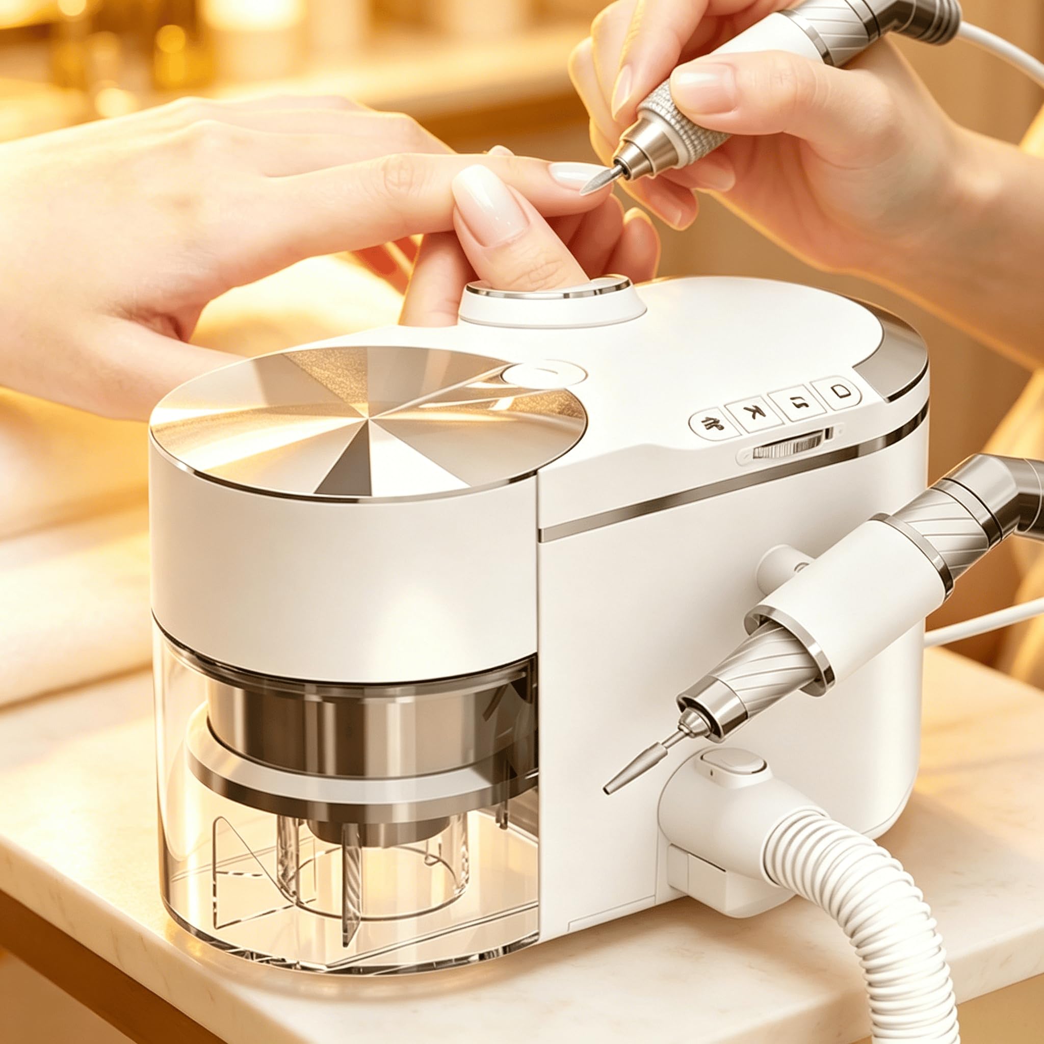 Ponceuse à ongles avec aspirateur pour stopper la poussière volatile en salon de manucure