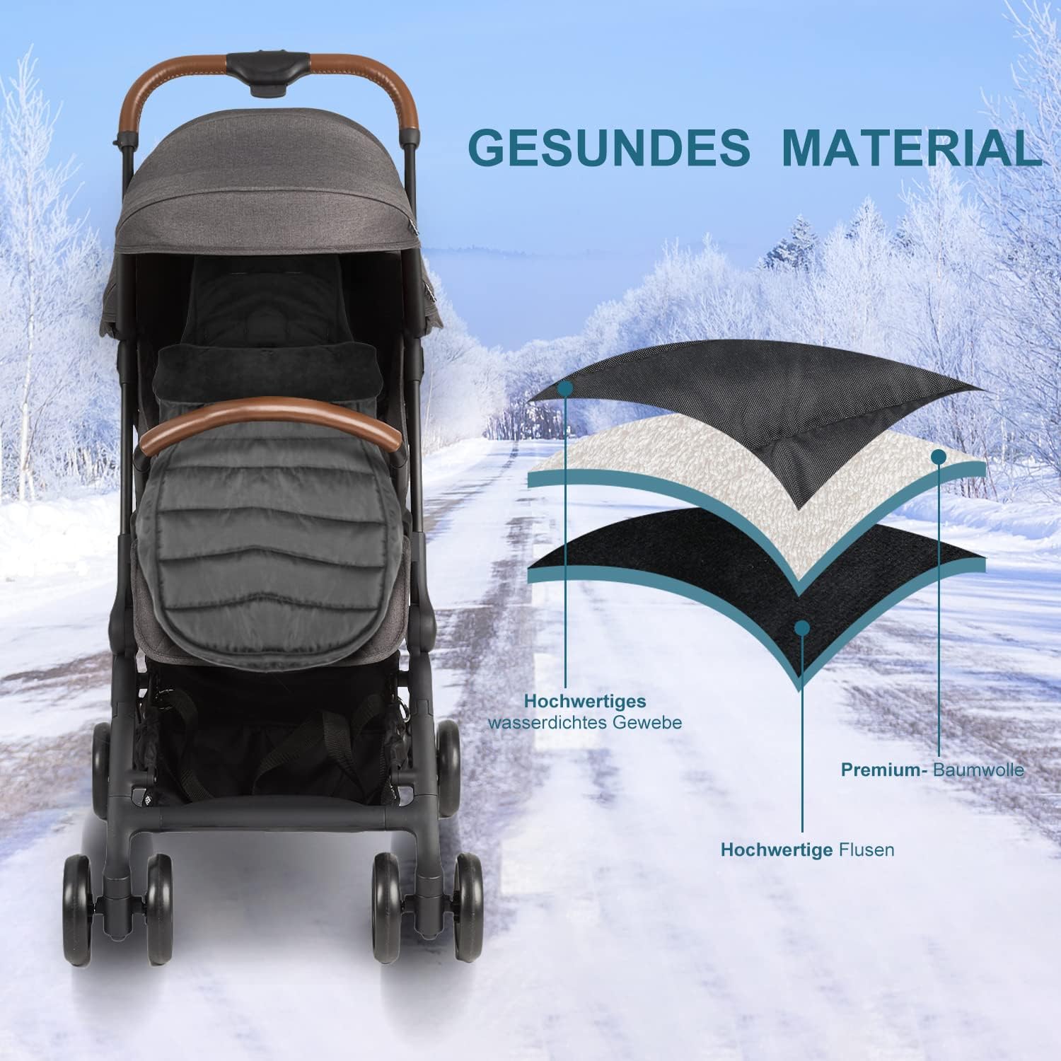 Winter Foot Muff Baby Foot Muff for Pushchair Buggy Padded Foot Muff Winter Foot Muff Zip Washable for Baby Seat Pushchair & Buggy - Image 2
