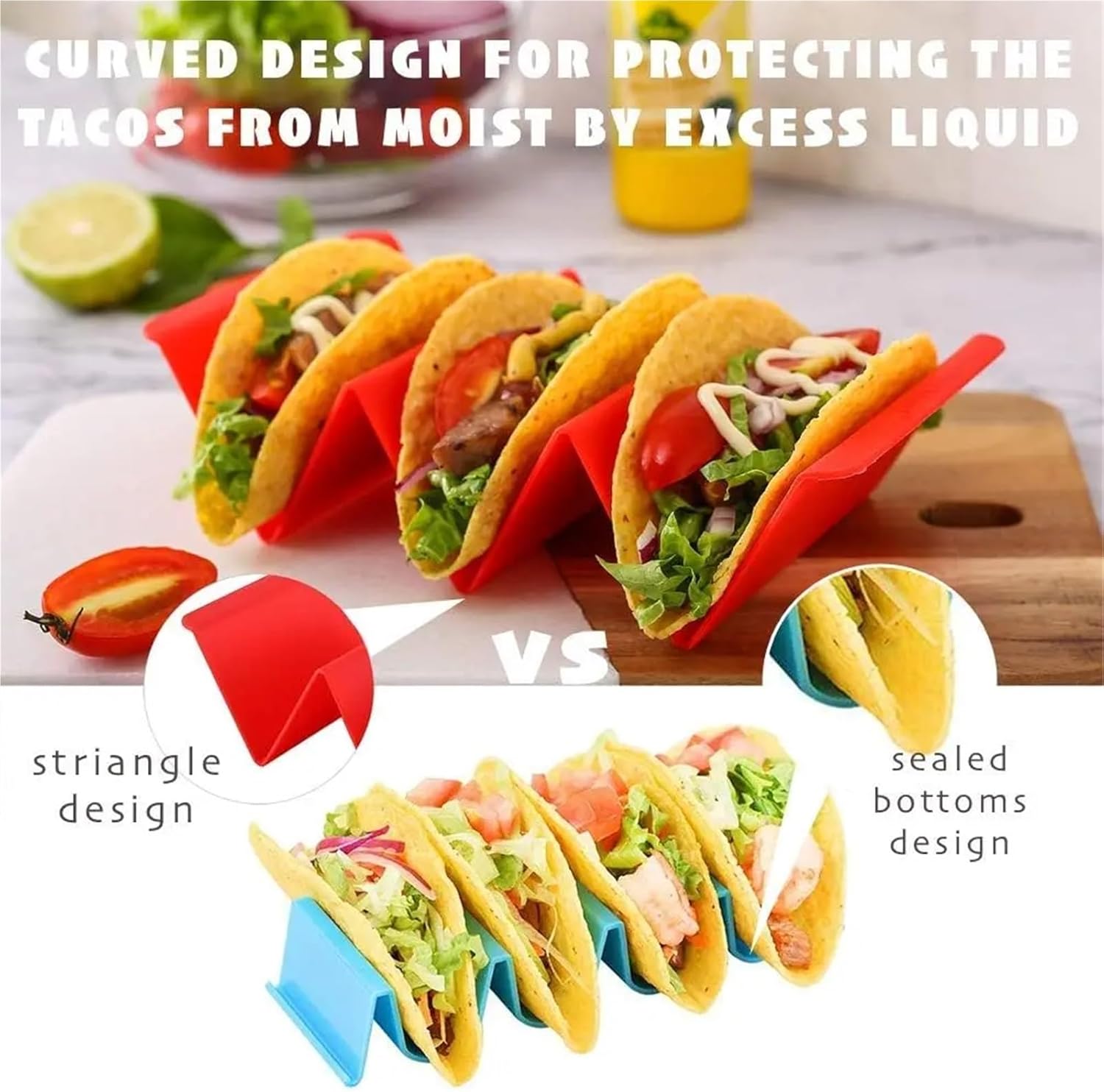 taco holder 24pcs Taco Holder Mexican Pancake Rack Multicoloured Wavy Taco Holder Tortilla Tray Food Tray Rack Kitchen Baking Tools for Soft/Hard Shells, Street Taco Rack with Plates
