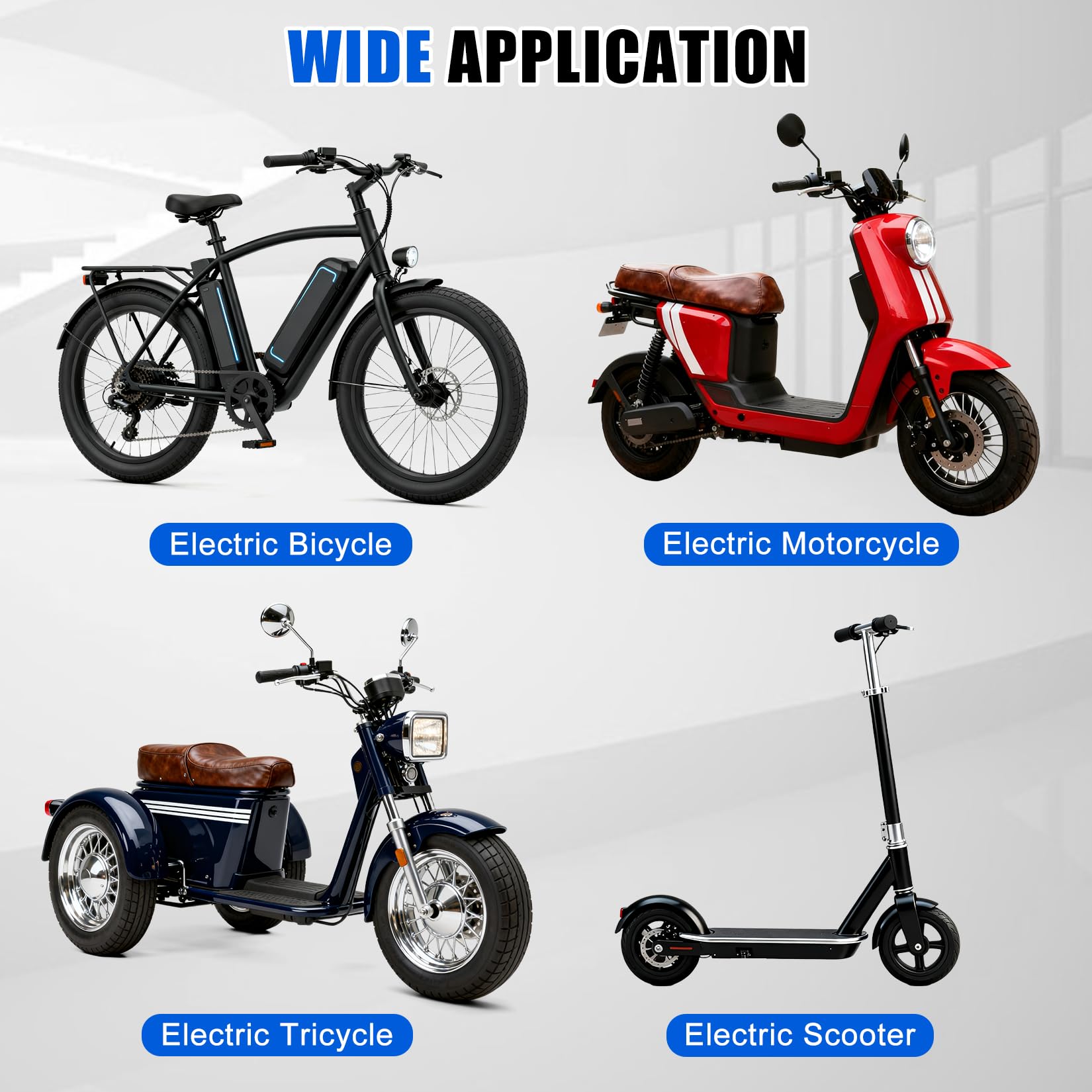 PSLER 20X Full Twist Throttle Grip for EBike,12V-72V 3 Pin E-Bike Throttle for 22.2mm Handlebar Electric Bike Scooter Motorcycle with Waterproof Connector — view 4