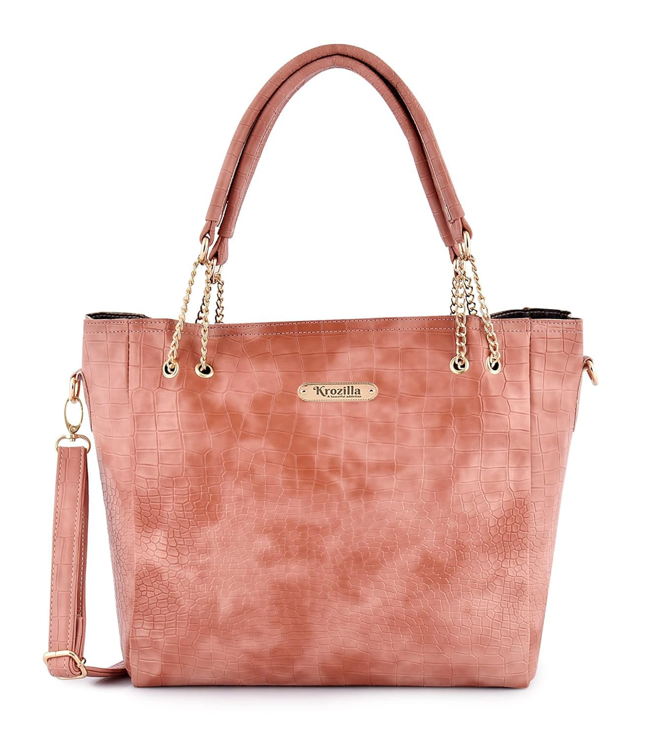Krozilla Pink Tone Large Capacity Croco Pattern Tote Handbags Purses Shoulder Bag For Womens Pack of 1 (B0CSSZM3DT) Amazon Price History, Amazon Price Tracker