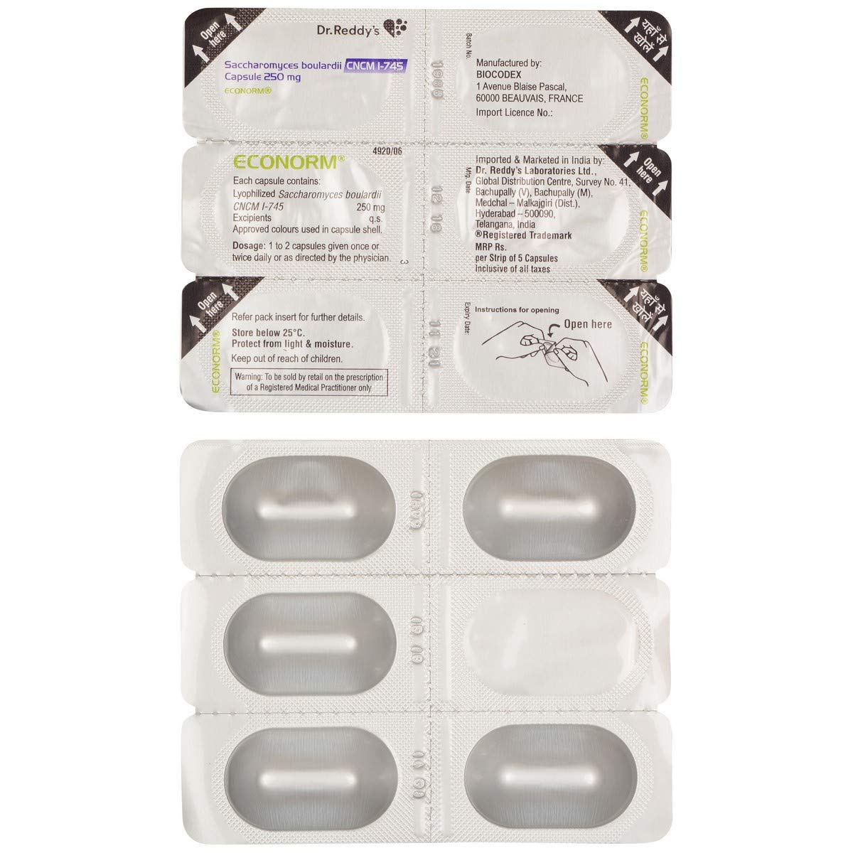 Econorm 250mg Strip of 5 Capsules Amazon.in Health & Personal Care