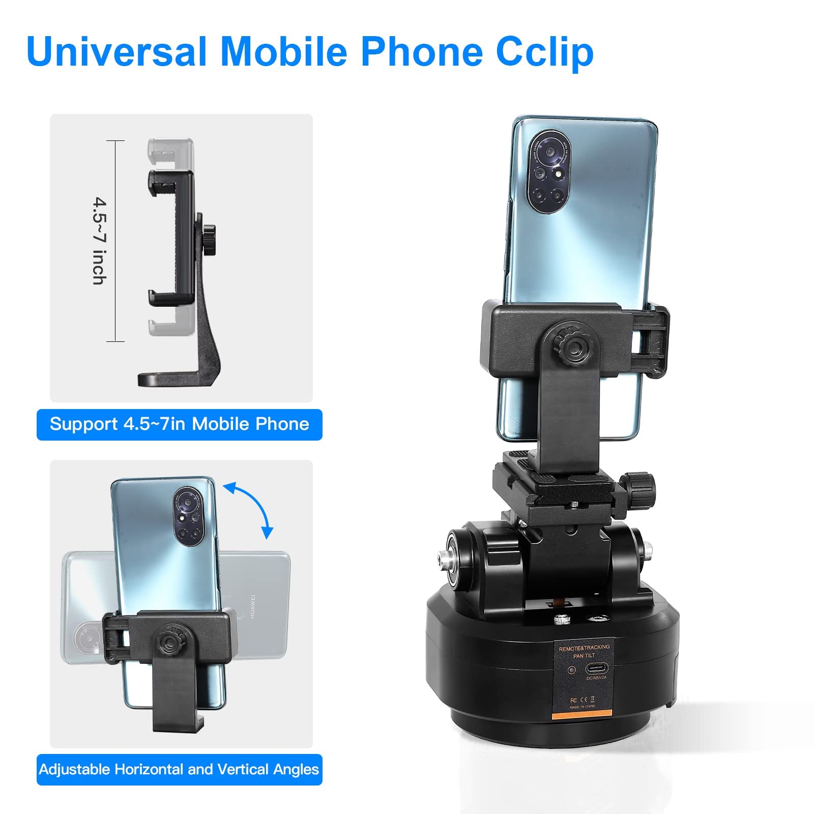 Soonpho M6 Auto Face Tracking Motorized Rotating Panoramic Tripod Head, AI Smart Face Body Tracking Remote Control Pan Tilt Head mit Fernbedienung und Handy-Clip