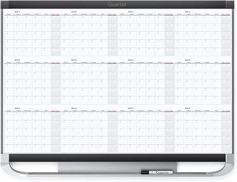 Quartet Dry Erase Calendar Board, Planner, Magnetic Whiteboard, 3 x 2, Total Erase Surface, Prestige 2 12MCP23P2