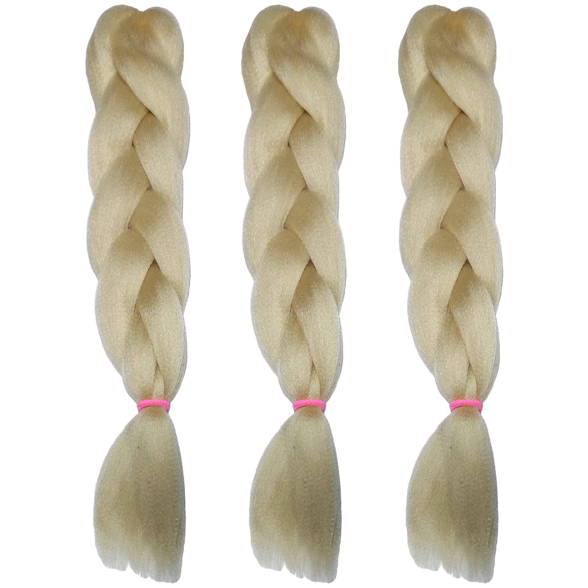 weWelle Extensiones Pelo 100% Kanekalon Jumbo | Rubio Blanqueador - 613 | Pack 3 uds. 24’’ 60 cm 100 gr. | Cabello Sintético Trenzas Africanas Suave y Duradero.