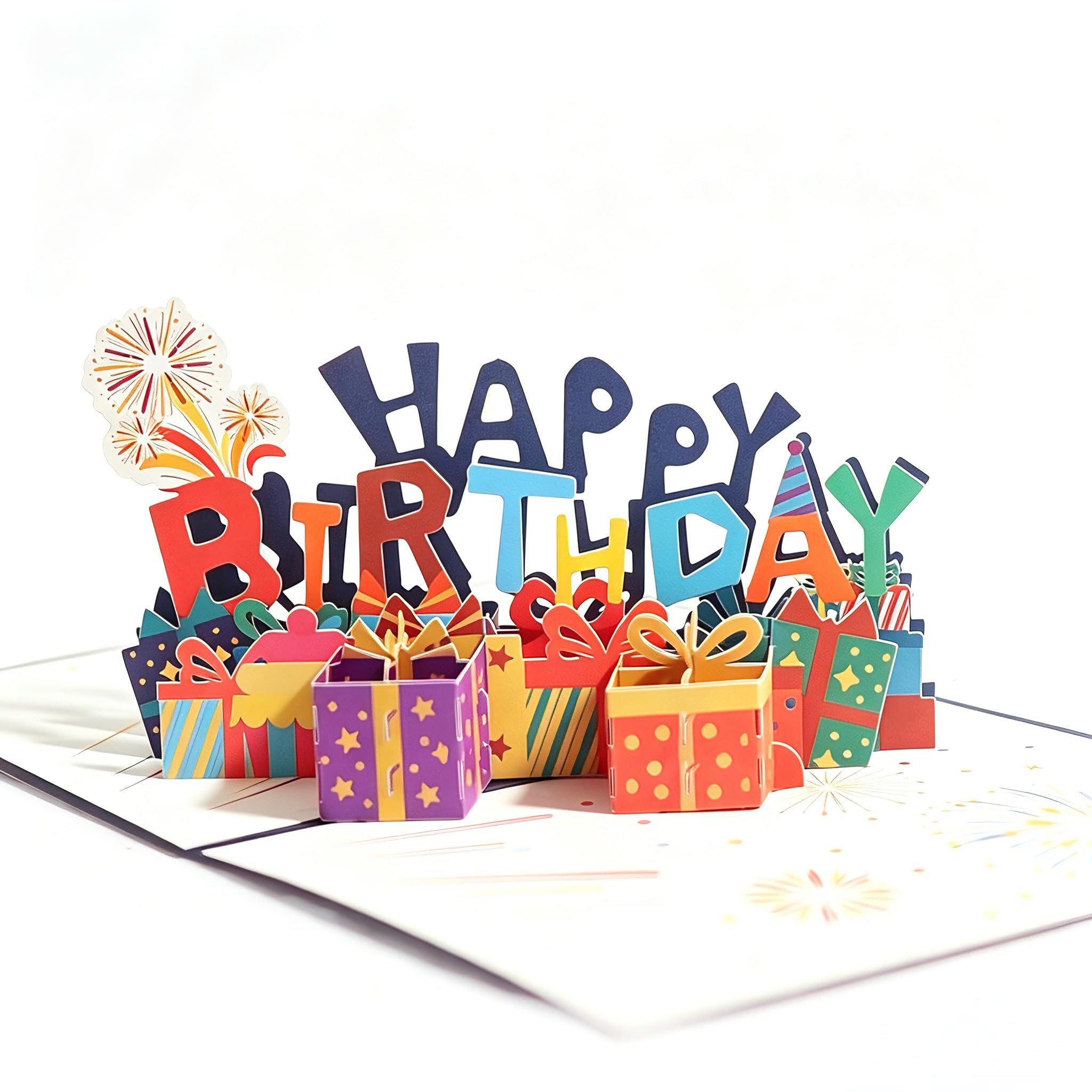 iBestgol 3D Pop Up Birthday Card,Fireworks Greeting Card