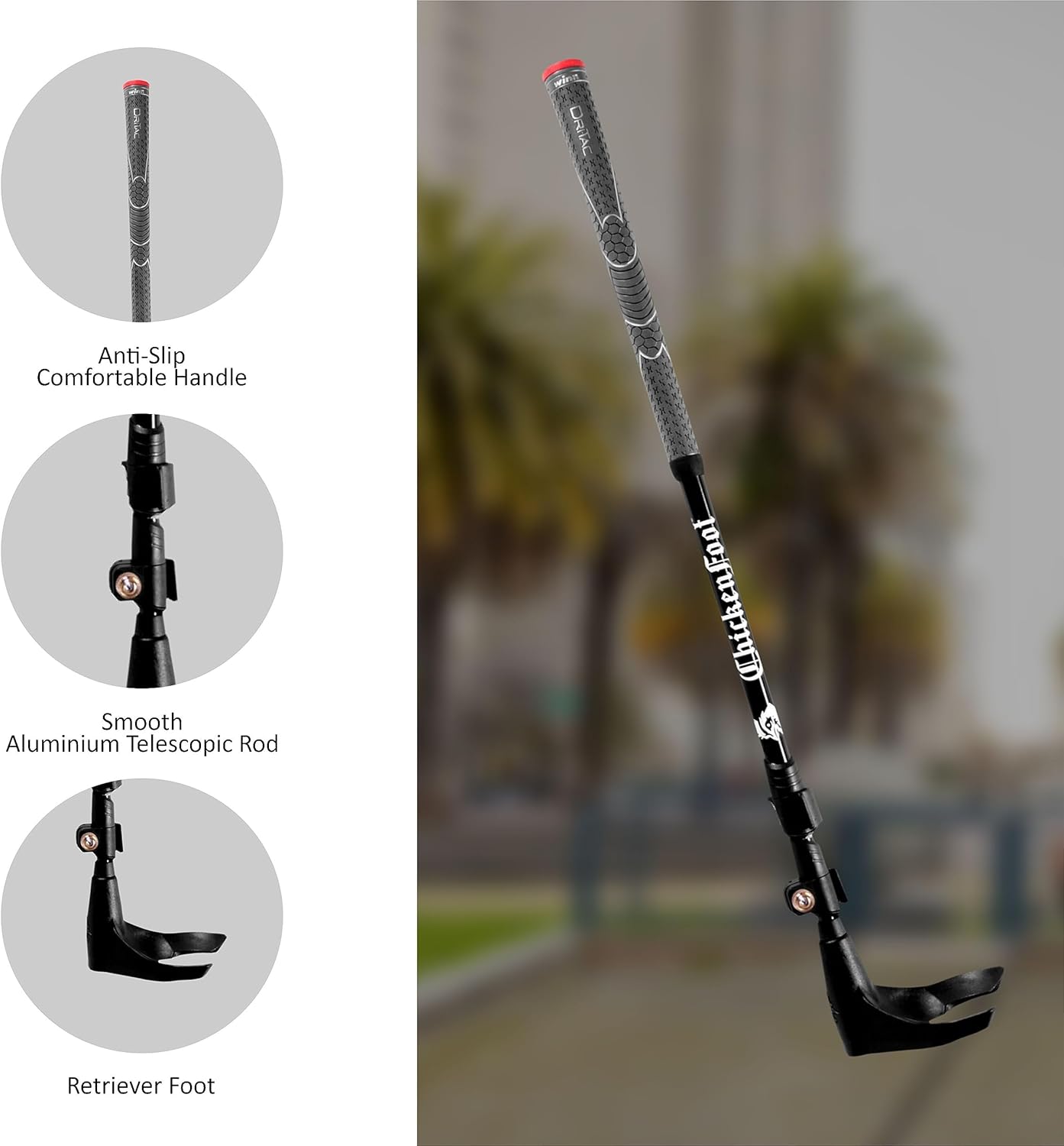 Premiere Bocce Ball Retriever, 2-Prong Ball Retriever, Collapsible Down to 24", Expandable to 44", 14oz, Travel Size, Custom Grip, Ball Retriever, Best Gift for Men