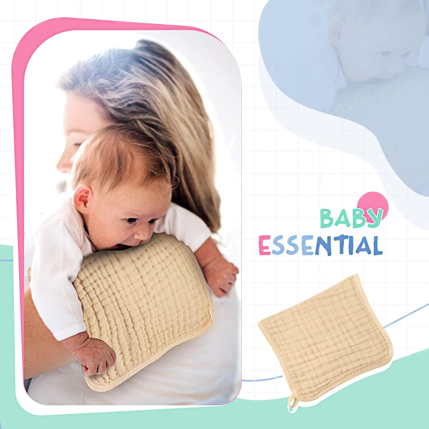 6 Pieces Large 20 x 10 Inch Muslin Burp Cloths Multi-Colors Muslin Washcloths Baby Burping Cloth Diapers 6 Absorbent Layers Muslin Face Towels for Baby (Multiple Colors, Classic Patterns) : Baby