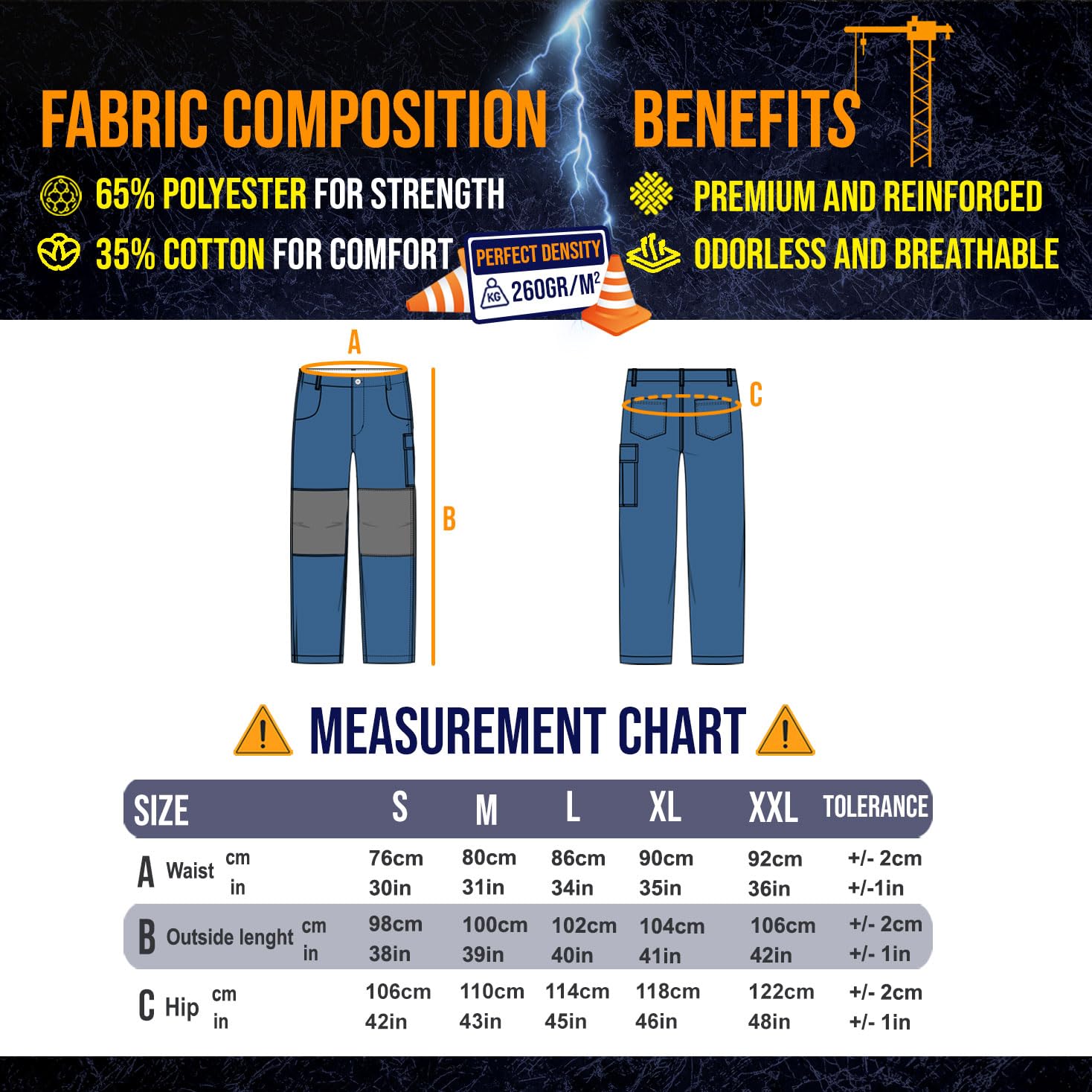 Pantaloni da Lavoro Uomo Elasticizzati | Abbigliamento Cargo Multitasche con Ginocchiere | Pantalone Trekking Pittori Meccanico Elettricista