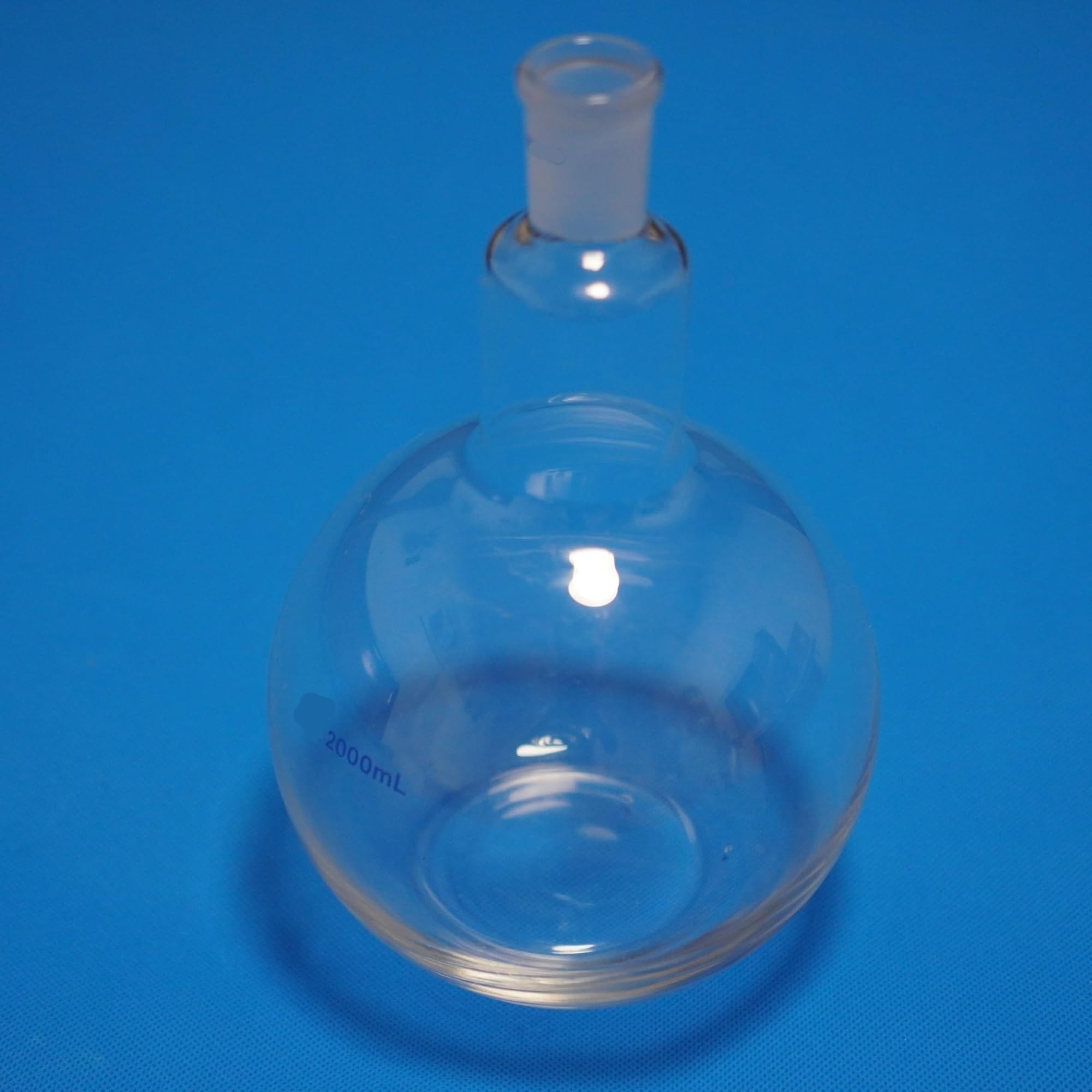 1 pallone for ebollizione a fondo piatto in vetro borosilicato - collo singolo da 1000 ml e 2000 ml for riscaldamento in laboratorio ed esperimenti chimici(2000ml)