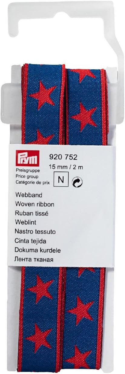 Prym Woven Star 15 mm, 12.5 x 4.5 x 3 cm, Pink/Red, 2 Pack