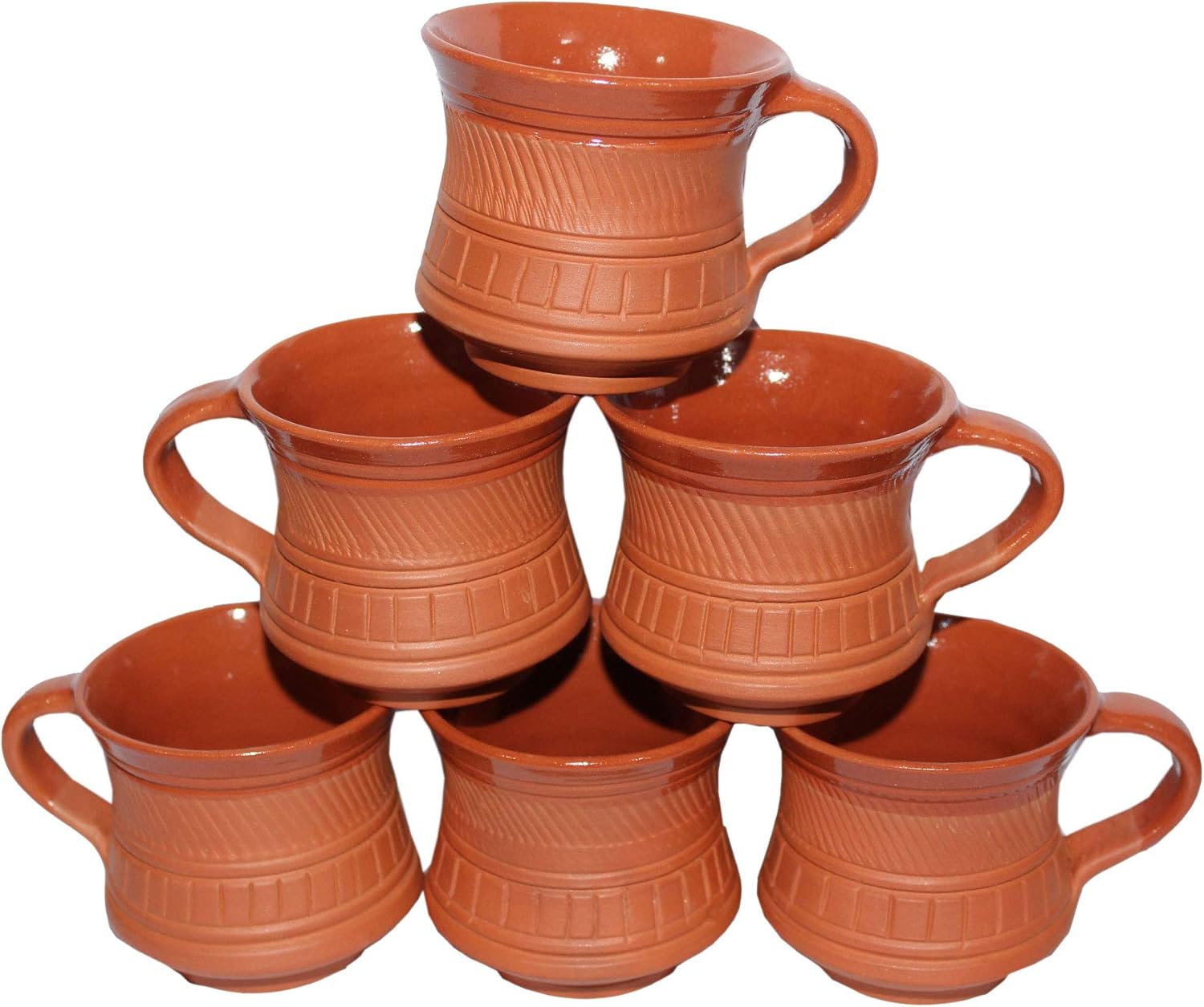 Creativegifts Handmade Clay Cups 6 Pieces 120ml Handmade