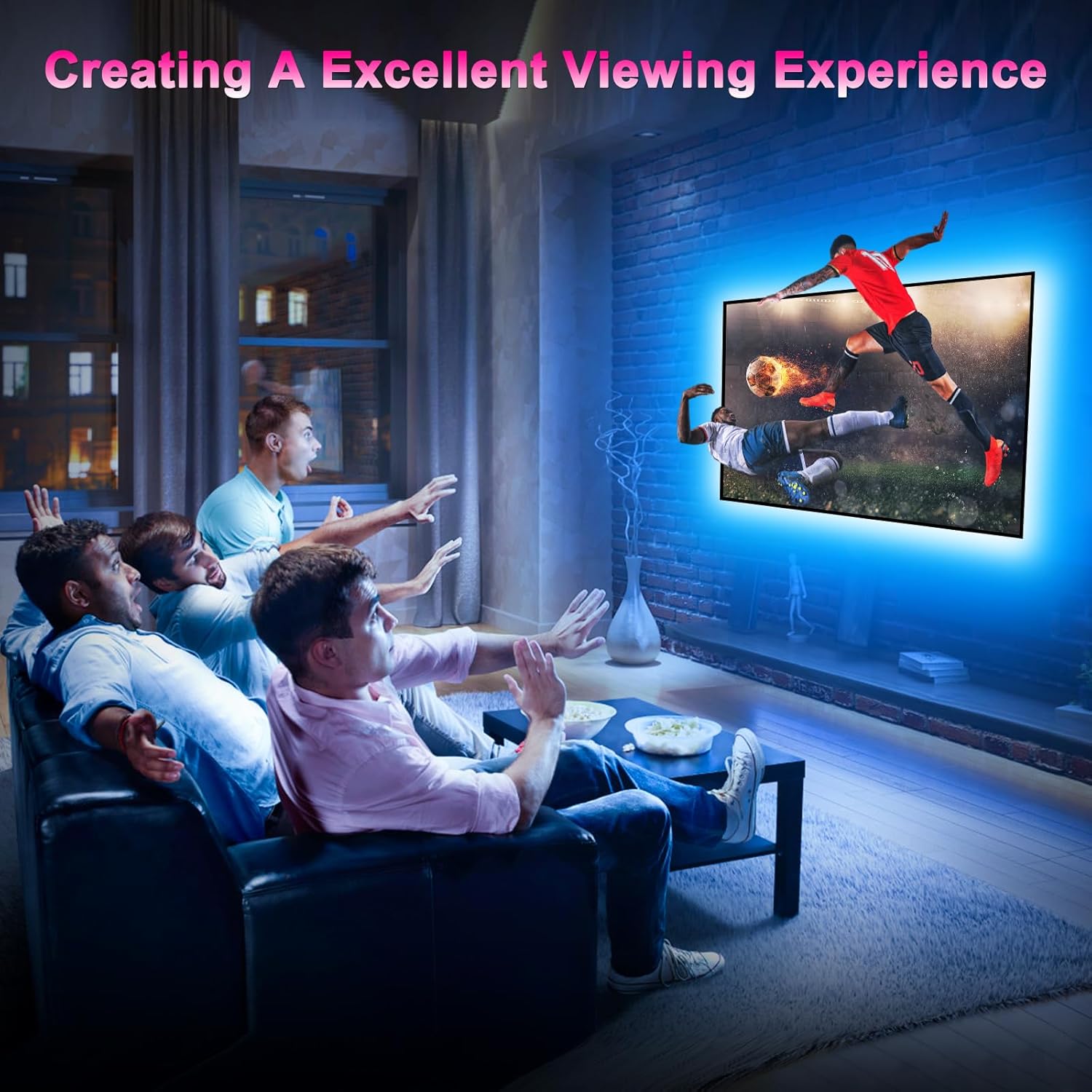 TV LED Lights, 16.4ft for 55-70 Inch, Backlight That Sync With TV, APP Remote Control USB Strip for Bedroom Christmas Room Decor
