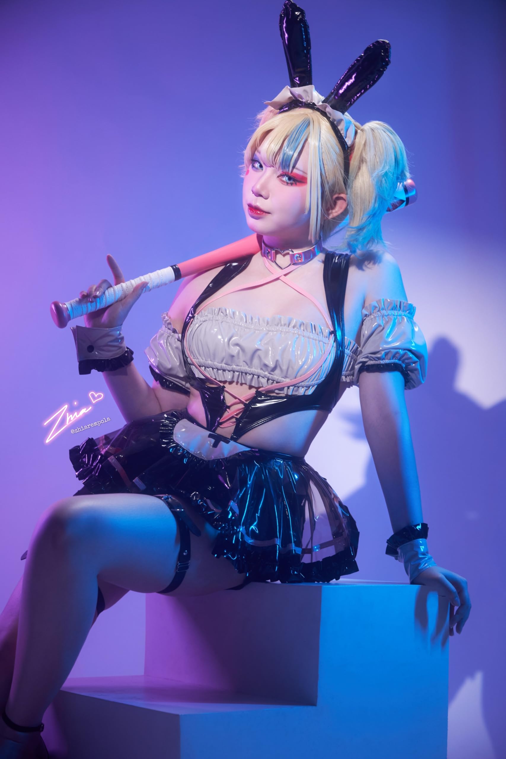 KORURACLUB Bar Maiden Maid costume Black premium pu cosplay lingerie Bar Maiden Maid lingerie