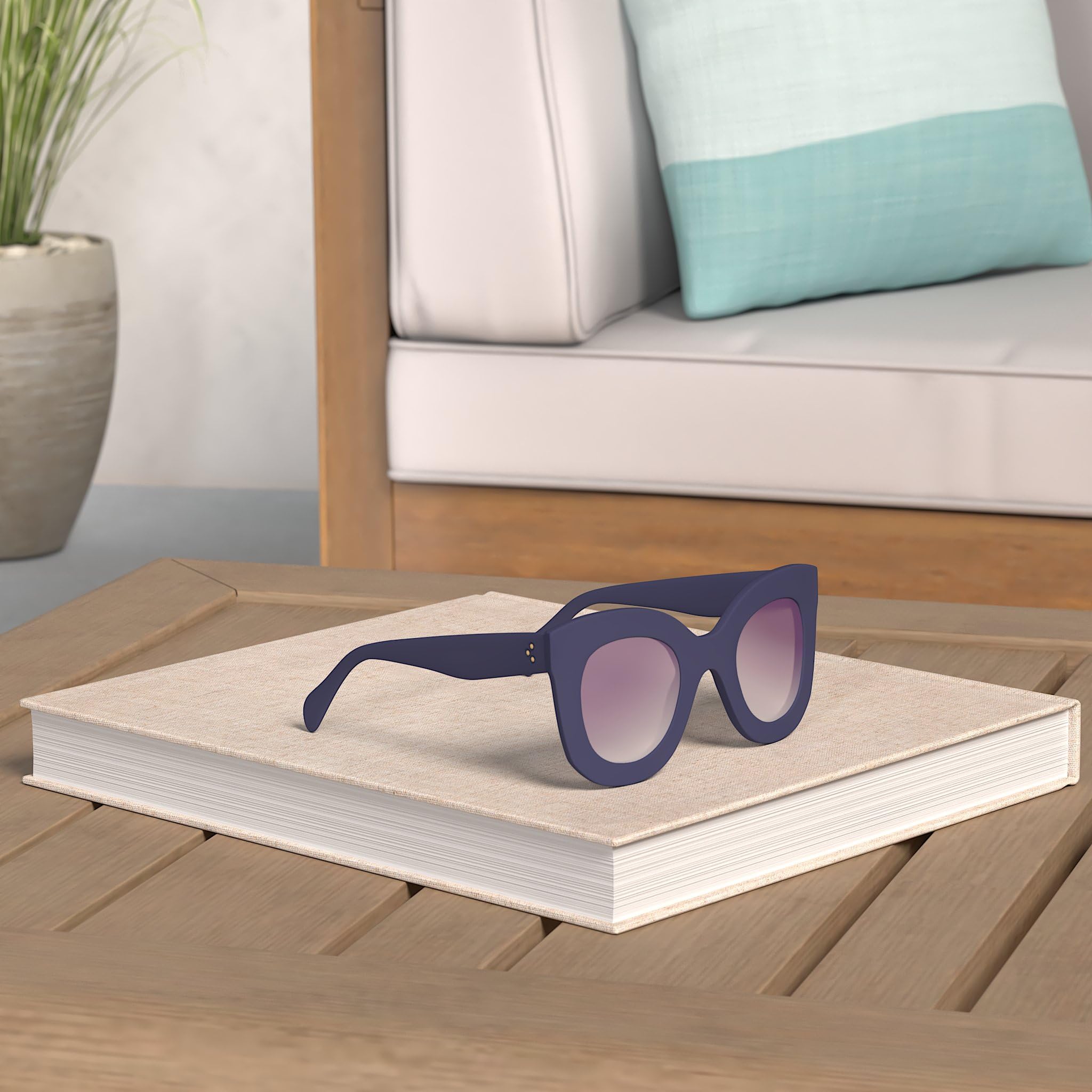 FEISEDY Retro Oversized Square Horn Sunglasses Semi Cat Eye Butterfly Glass Big Thick Bold Frame B2572