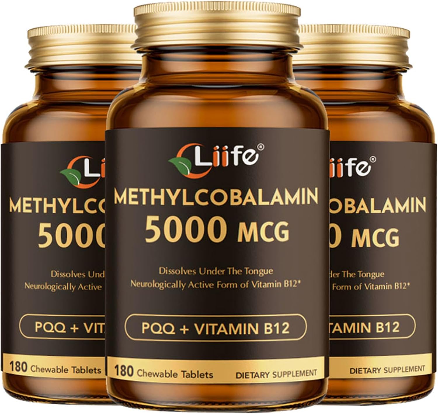 LIIFE Vitamin B12 (Methylcobalamin)+ PQQ 5000 mcg | 540 Chewable Tablets | Supports General Energy, Brain & Nervous System Health | Gluten Free | 1 Capsule per Serving*