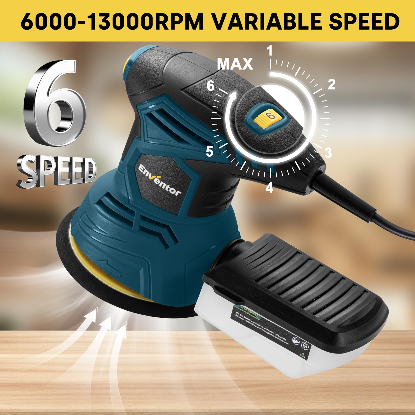 Enventor Orbital Sander - 6 Speeds & Dust Collection -3 Enventor Orbital Sander - 6 Speeds & Dust Collection -3