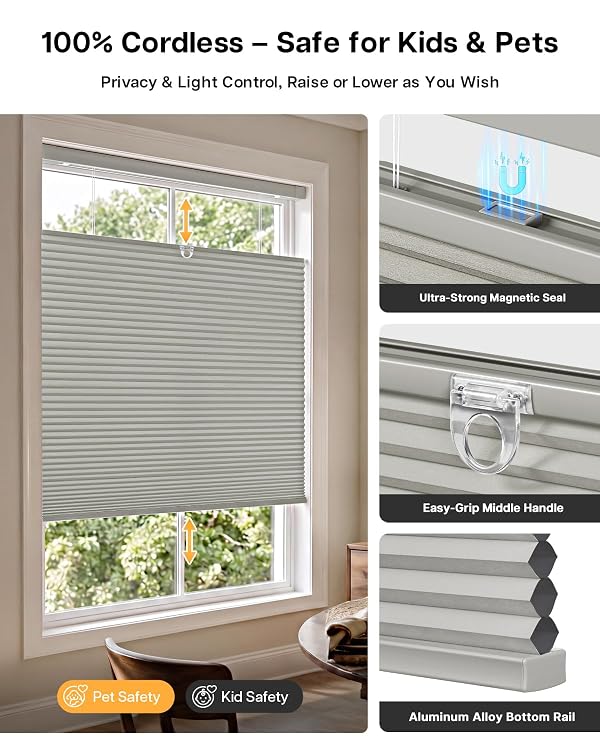 Lazblinds TDBU Cellular Shades, 35" W X 48" H, Dove Grey by LazBlinds - Used condition - Image 5