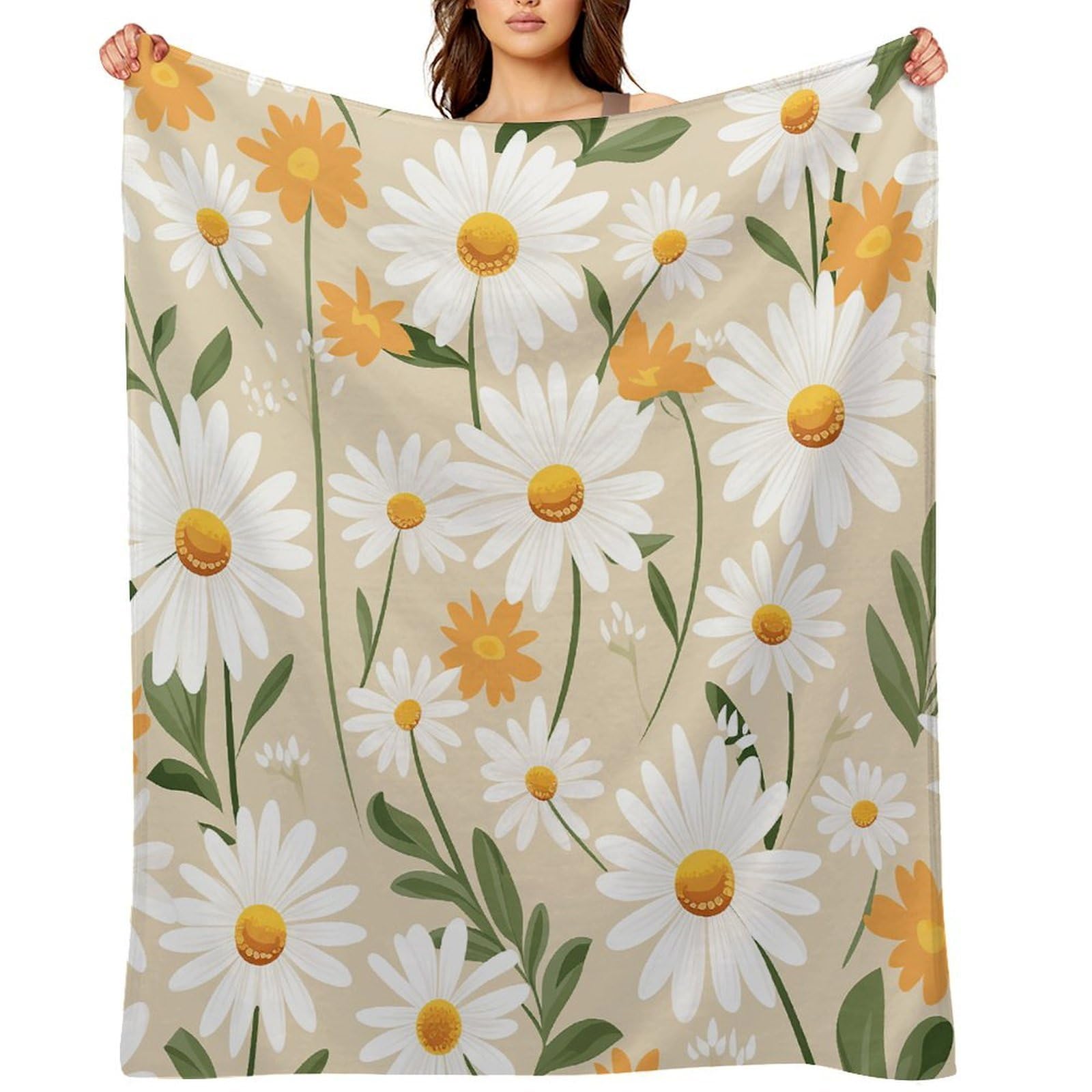 Fekiloot Style Daisy Flower Pattern Throw Blankets Camping Blanket50 X60