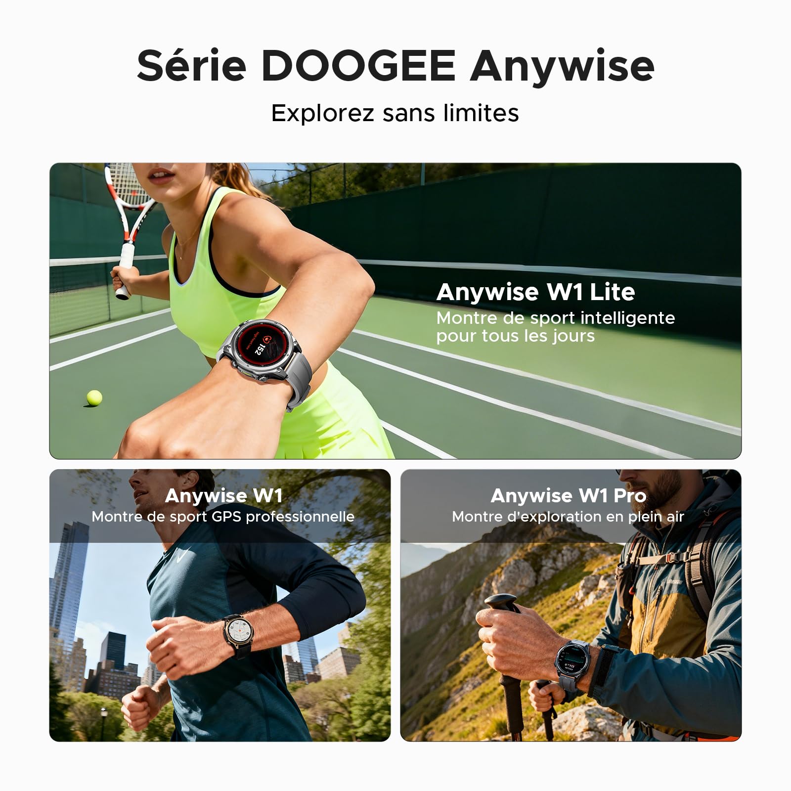 Anywise W1 Lite Montre Connectée Homme,1.43''AMOLED Smartwatch avec Appel Bluetooth, 5ATM Fitness Tracker,170+ Modes Sport,12 Jours Autonomie/Heart Rate/SpO2/Sleep Monitor