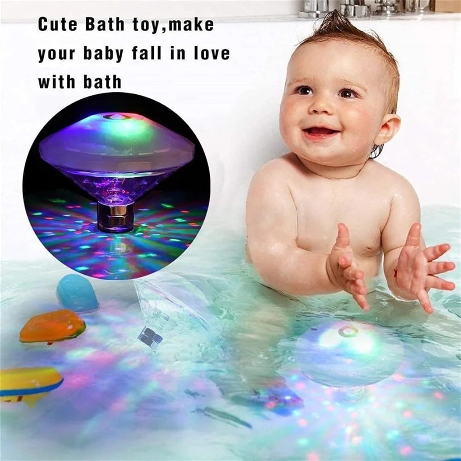 Underwater Bath Light Float IP68 Waterproof Multicolor Flashing Night Lamp 7 Modes for Swimming Pool Tub Spa Party